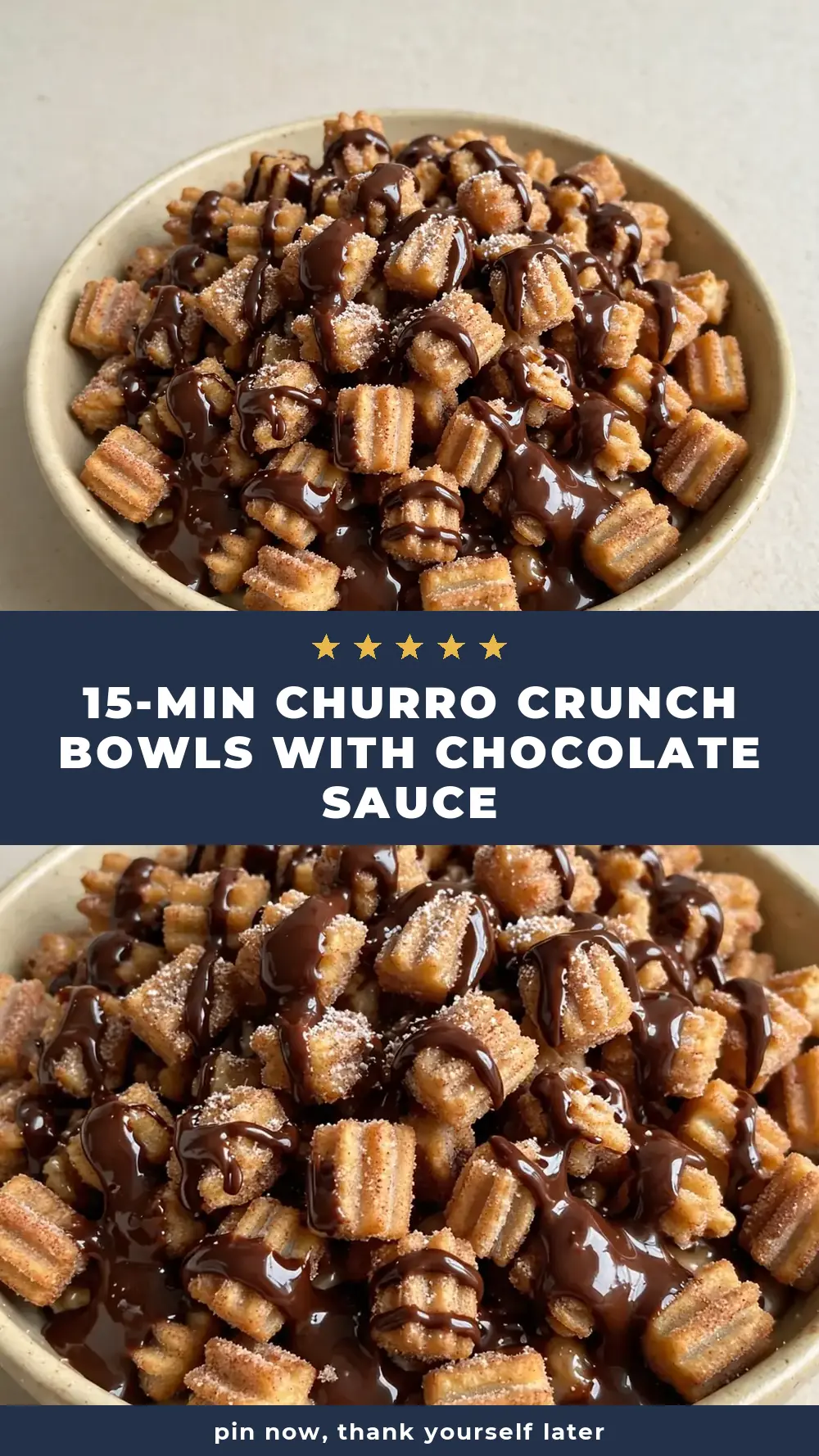 Save Churro Crunch Bowls with Chocolate Sauce to Pinterest
