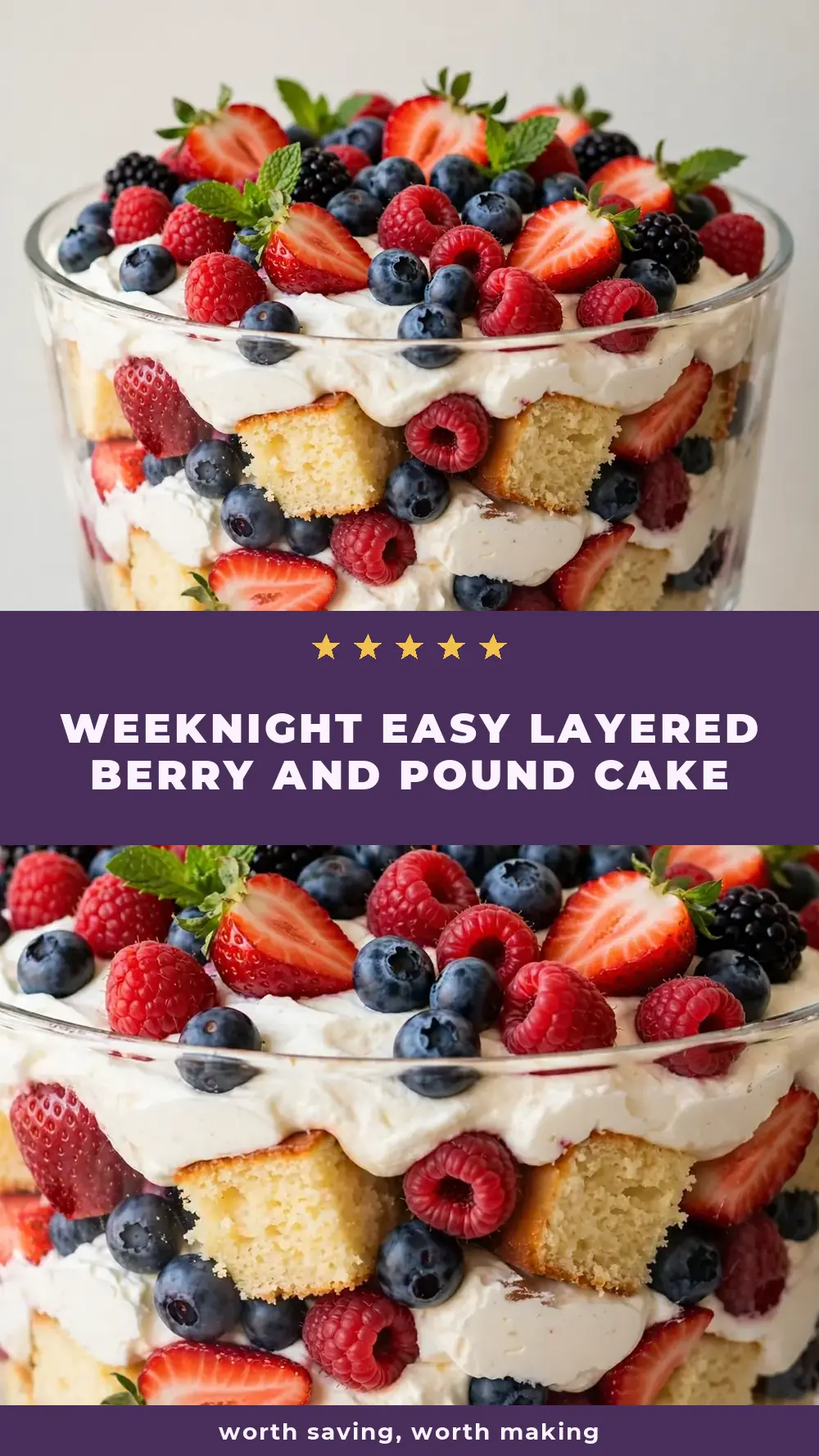 Save Layered Berry and Pound Cake Trifle Bowls to Pinterest