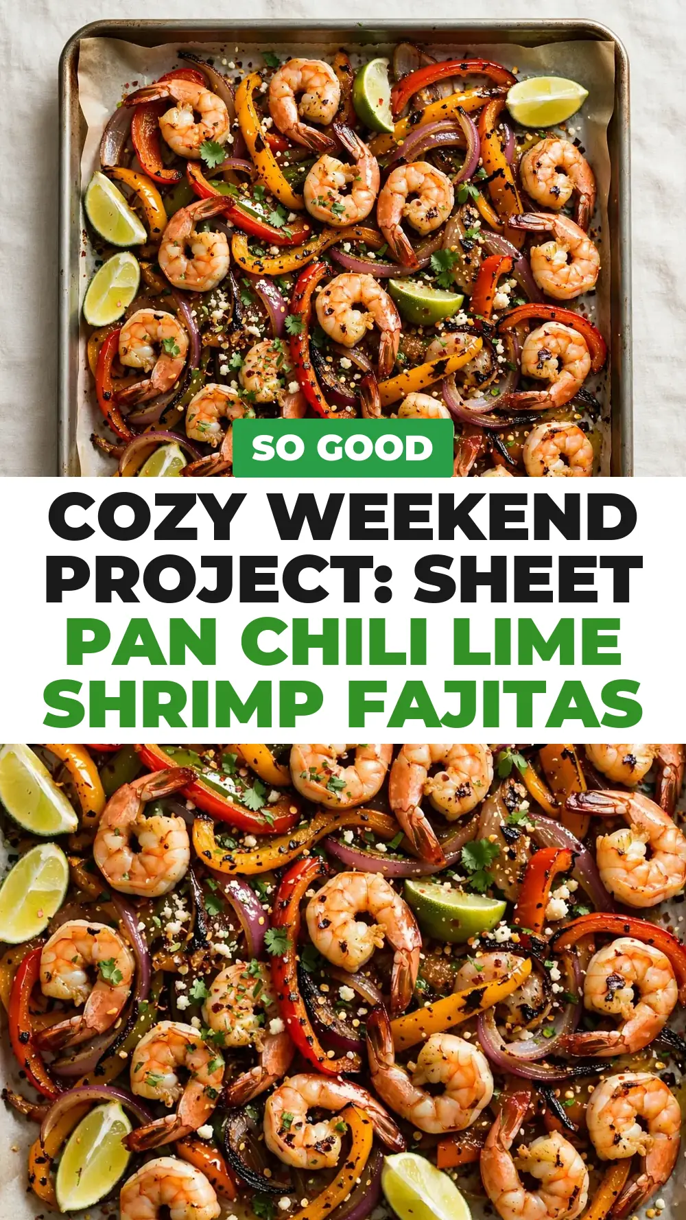 Save Sheet Pan Chili Lime Shrimp Fajitas to Pinterest