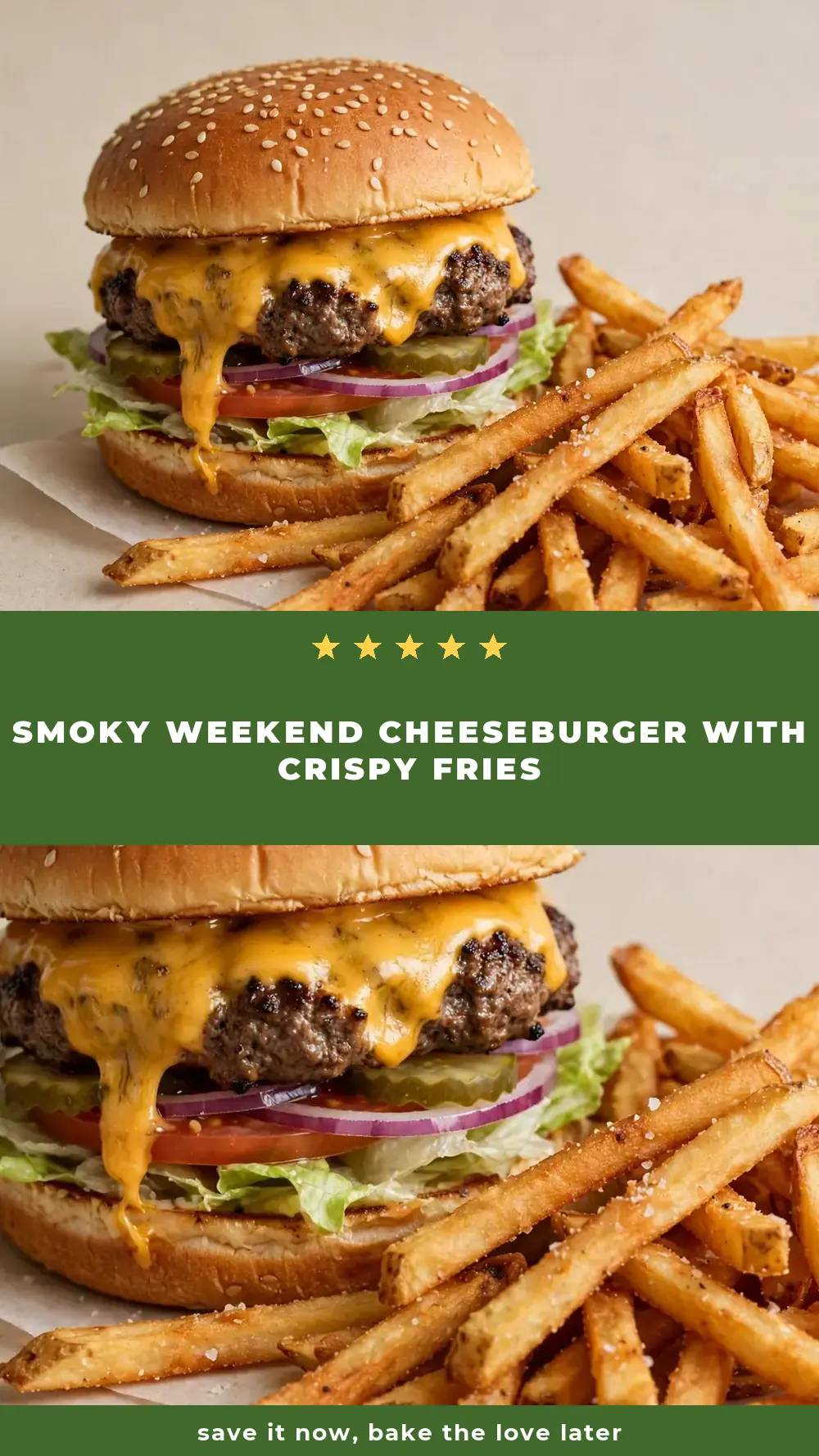 Save Classic American Cheeseburger with Crispy Fries to Pinterest