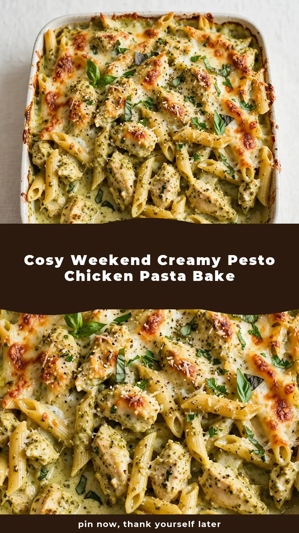 Save Creamy Pesto Chicken Pasta Bake to Pinterest
