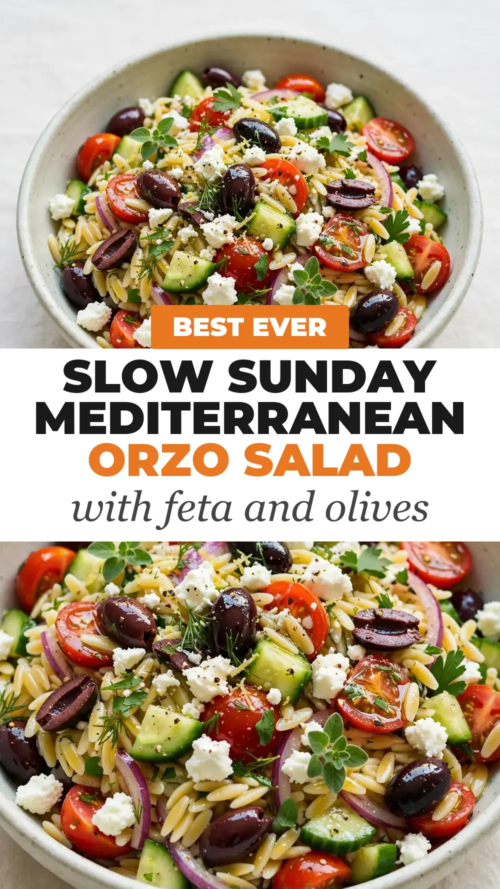 Save Mediterranean Orzo Salad with Feta and Olives to Pinterest