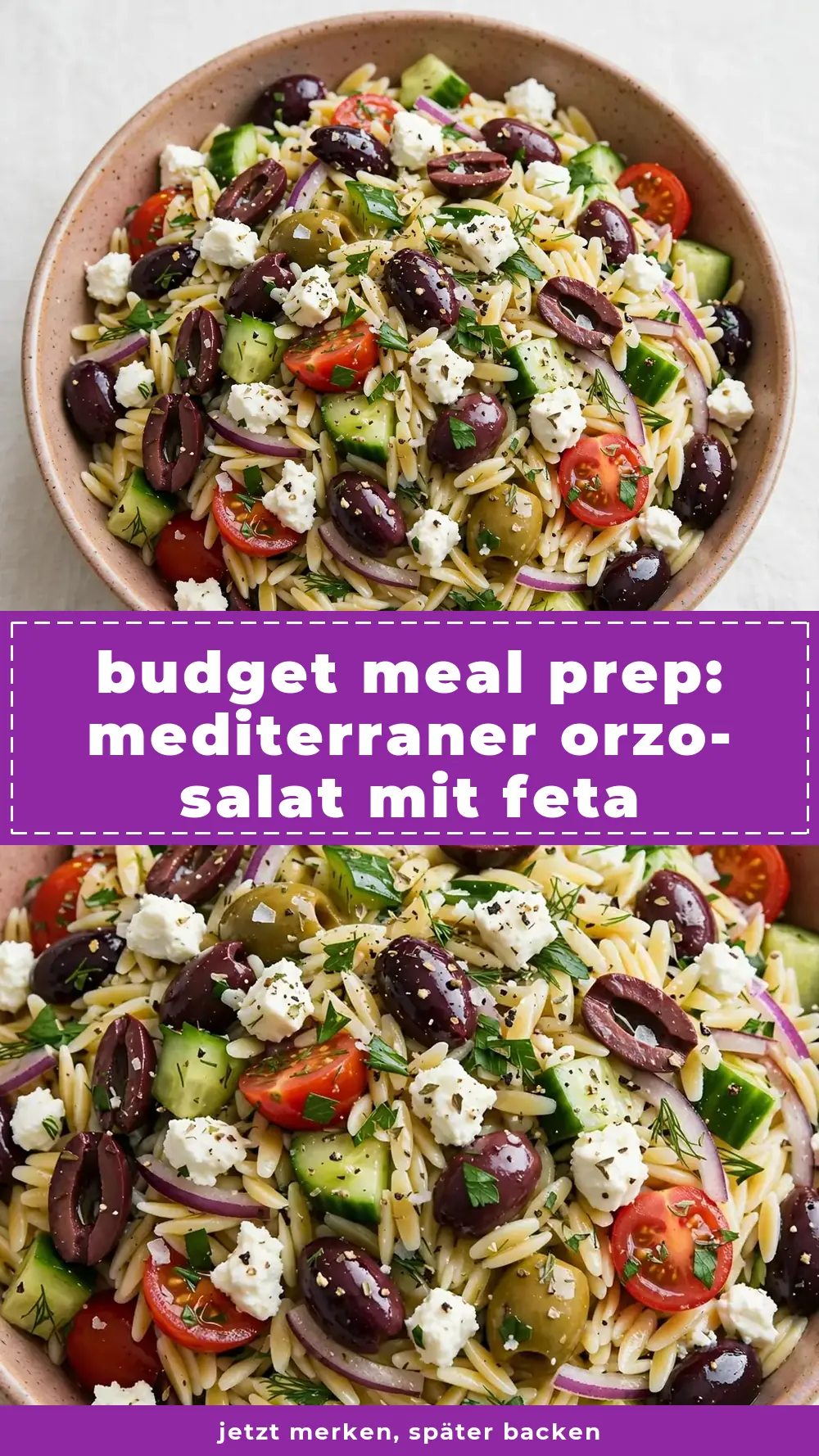 Save Mediterranean Orzo Salad with Feta and Olives to Pinterest