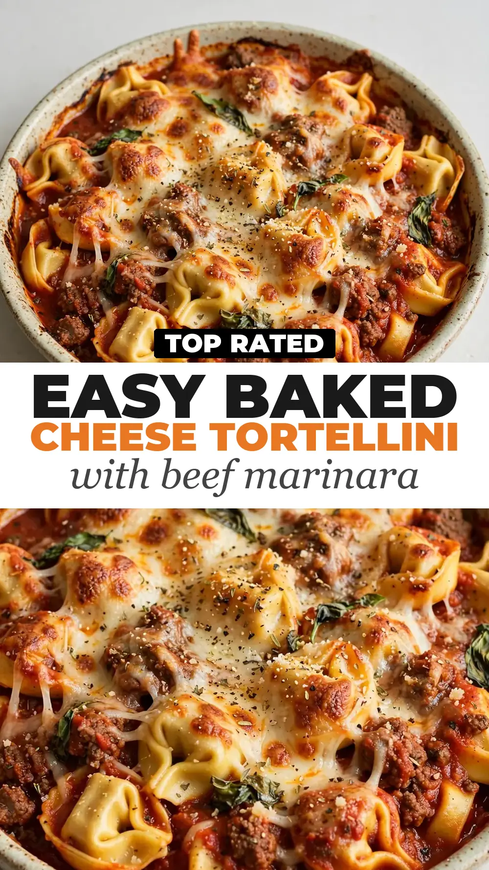 Save Baked Cheese Tortellini with Beef Marinara to Pinterest