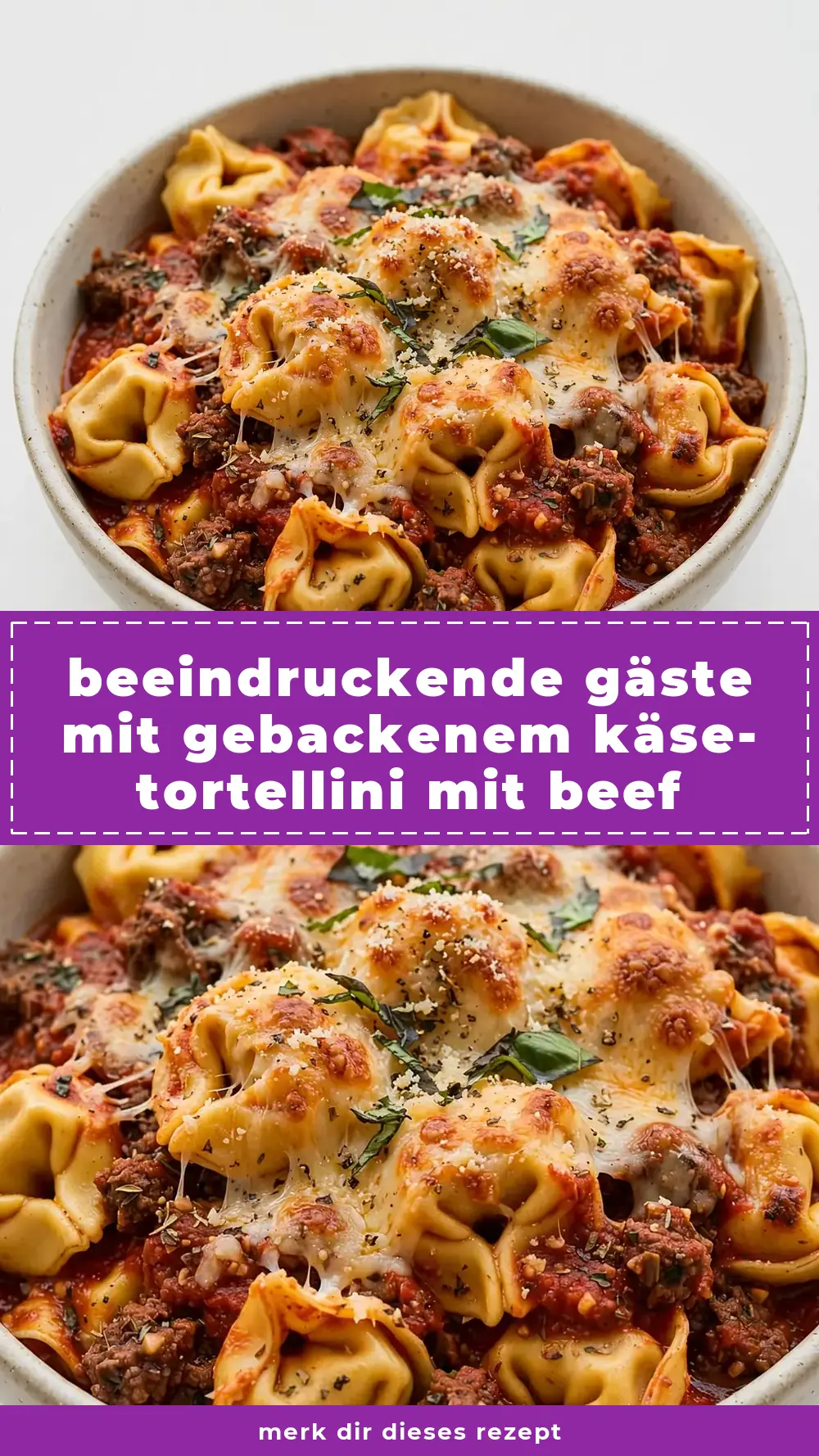 Save Baked Cheese Tortellini with Beef Marinara to Pinterest