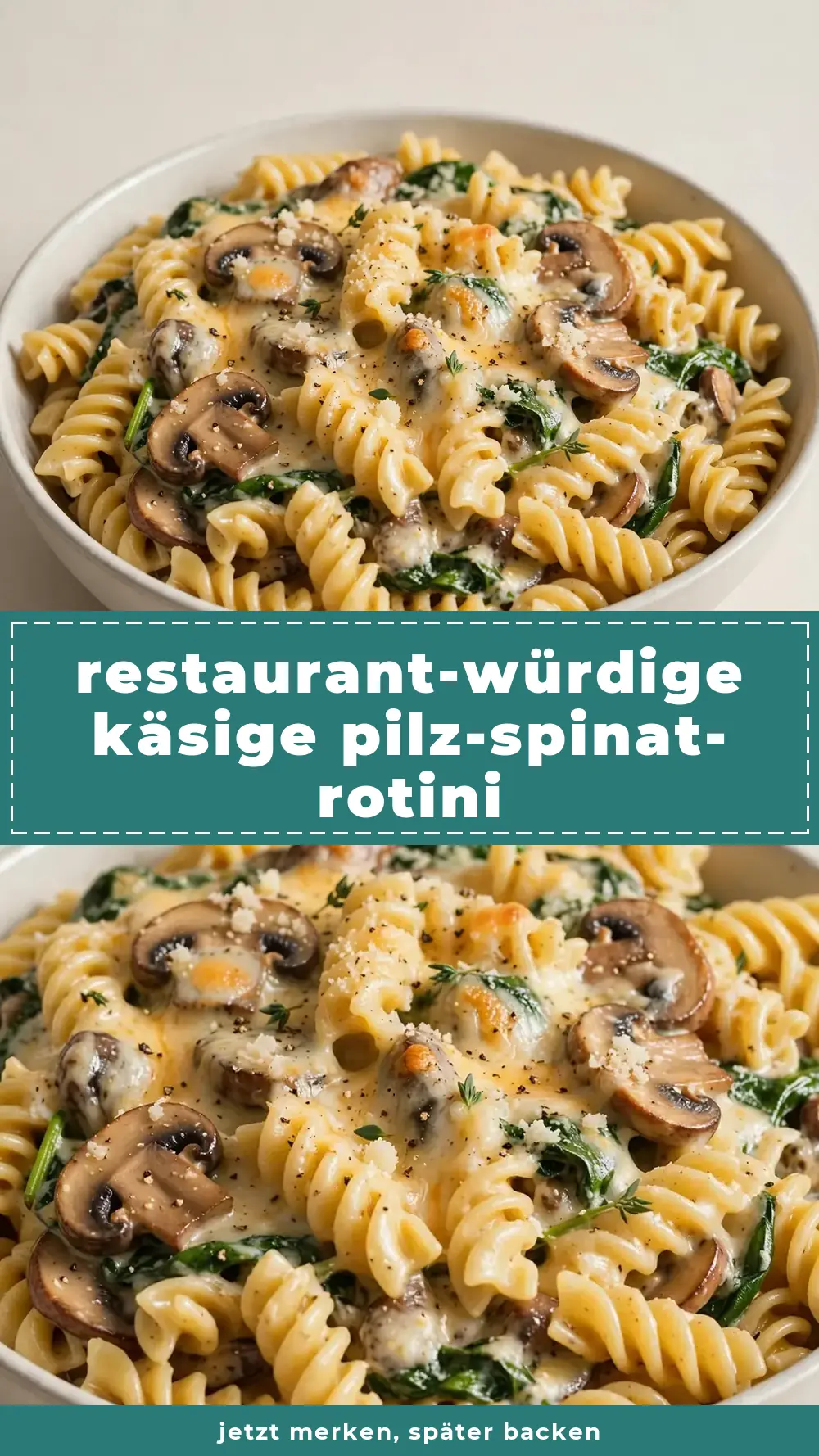 Save Cheesy Mushroom and Spinach Rotini to Pinterest