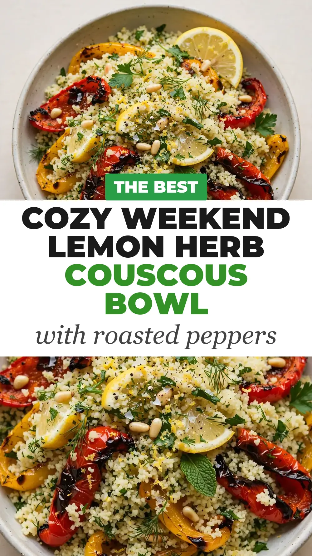 Save Lemon Herb Couscous Bowl with Roasted Peppers to Pinterest