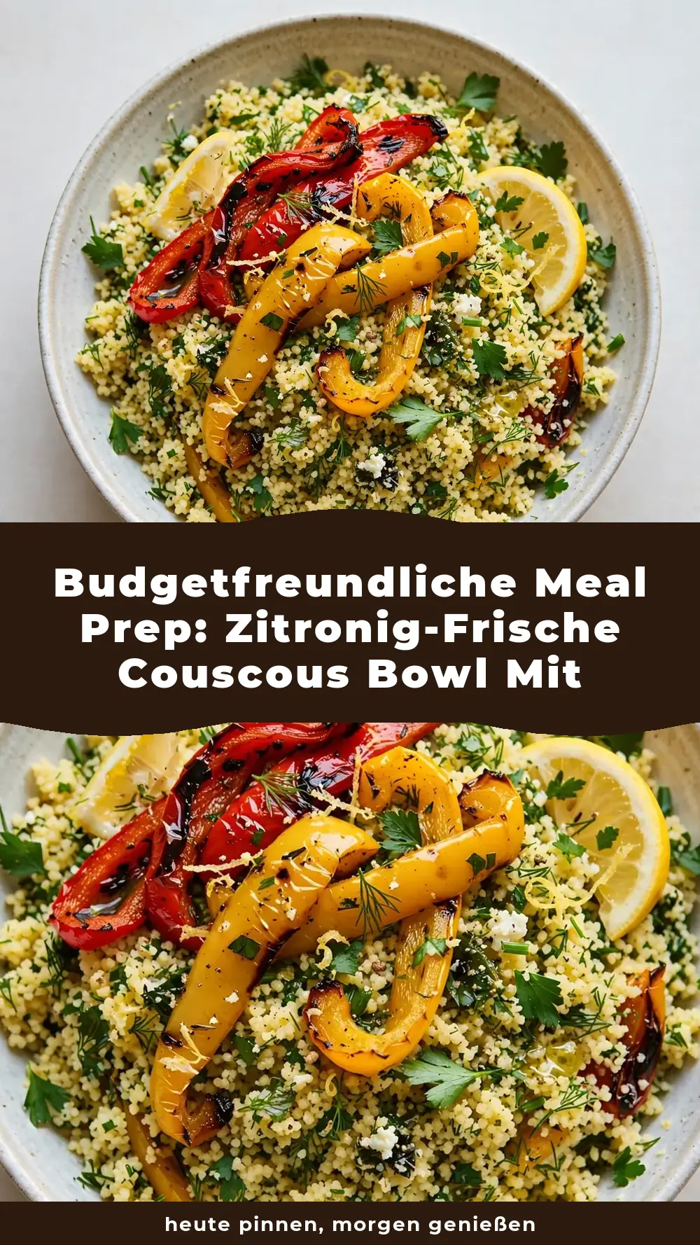 Save Lemon Herb Couscous Bowl with Roasted Peppers to Pinterest