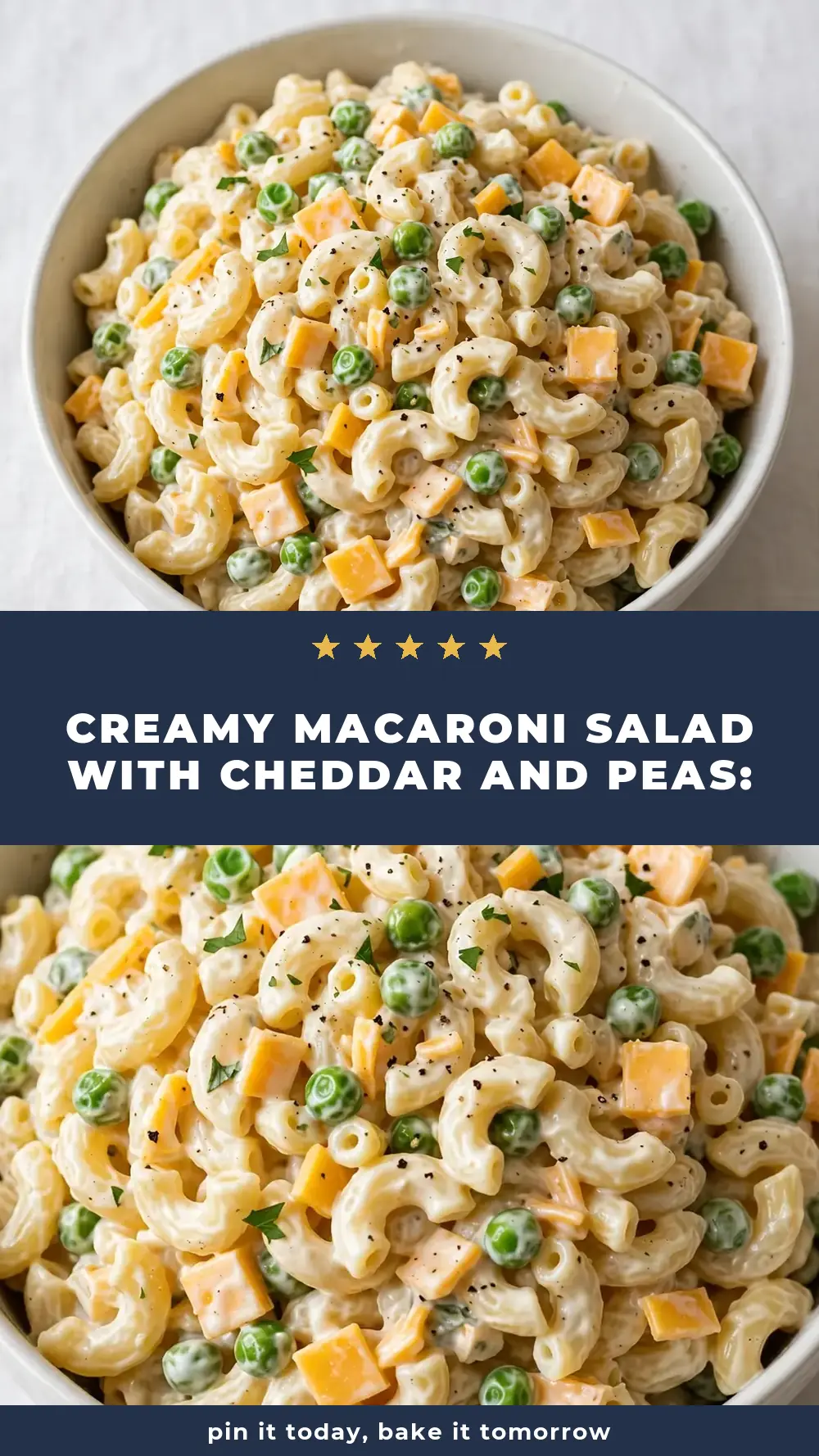 Save Creamy Macaroni Salad with Cheddar and Peas to Pinterest