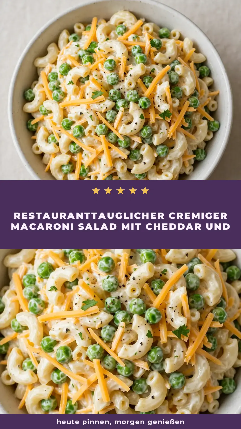 Save Creamy Macaroni Salad with Cheddar and Peas to Pinterest