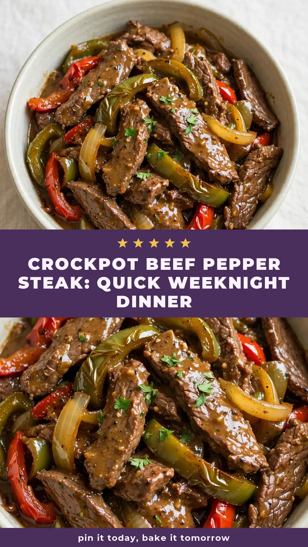 Save Crockpot Beef Pepper Steak to Pinterest