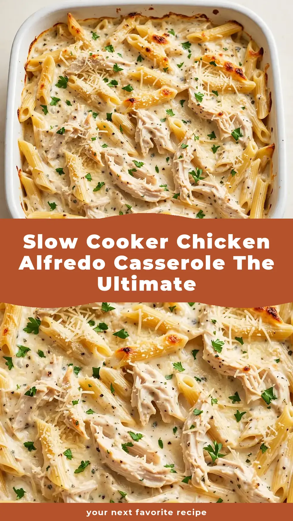 Save Slow Cooker Chicken Alfredo Casserole to Pinterest