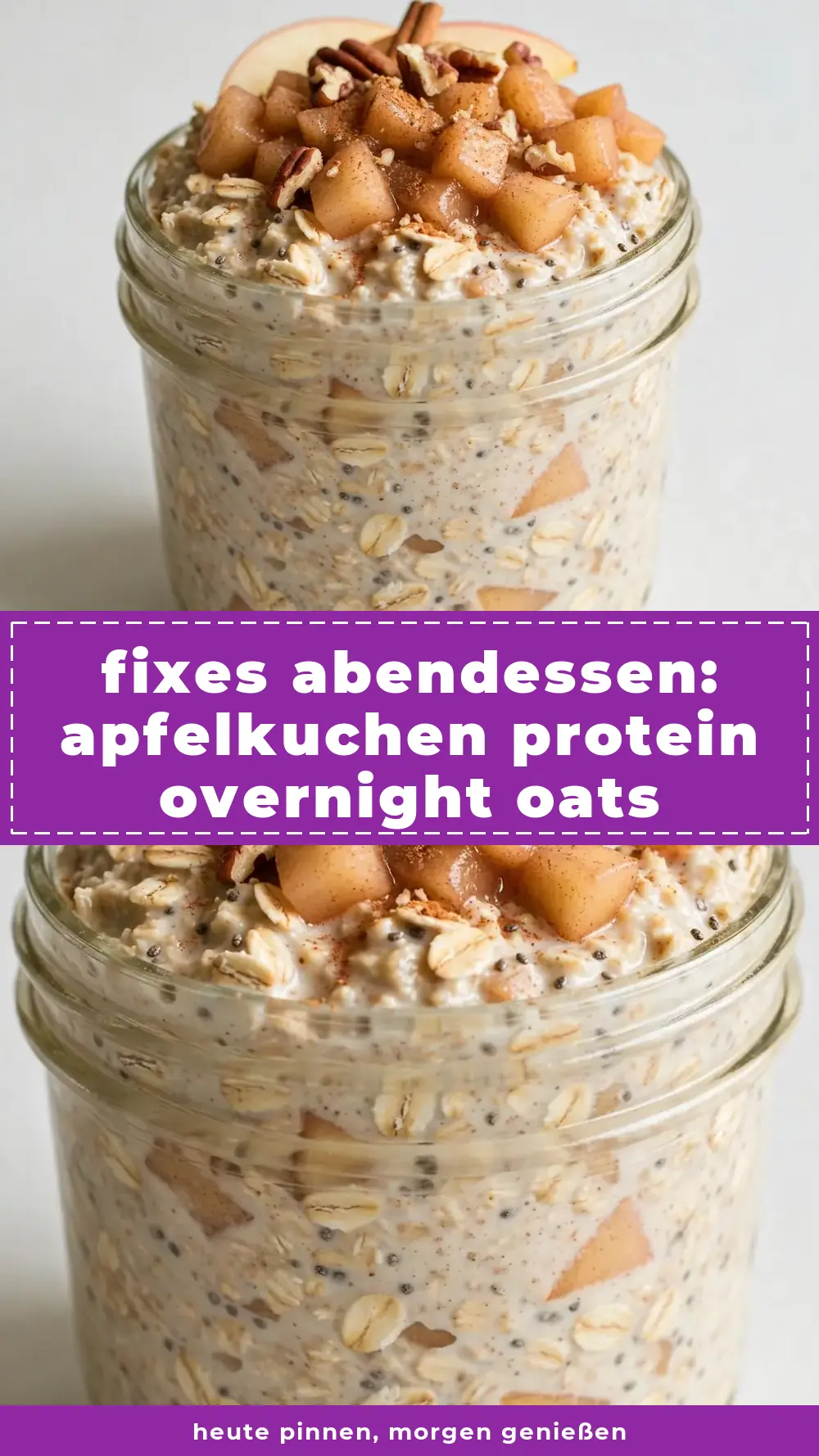 Save apple pie protein overnight oats to Pinterest