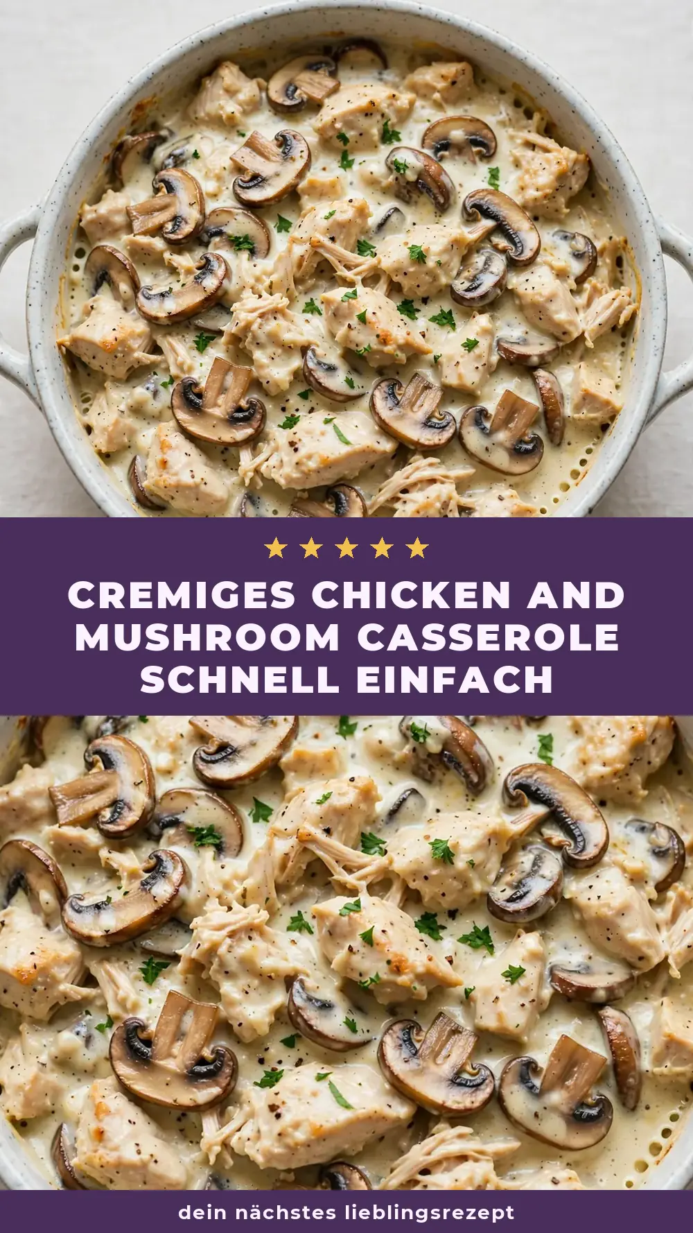 Save creamy chicken and mushroom casserole to Pinterest