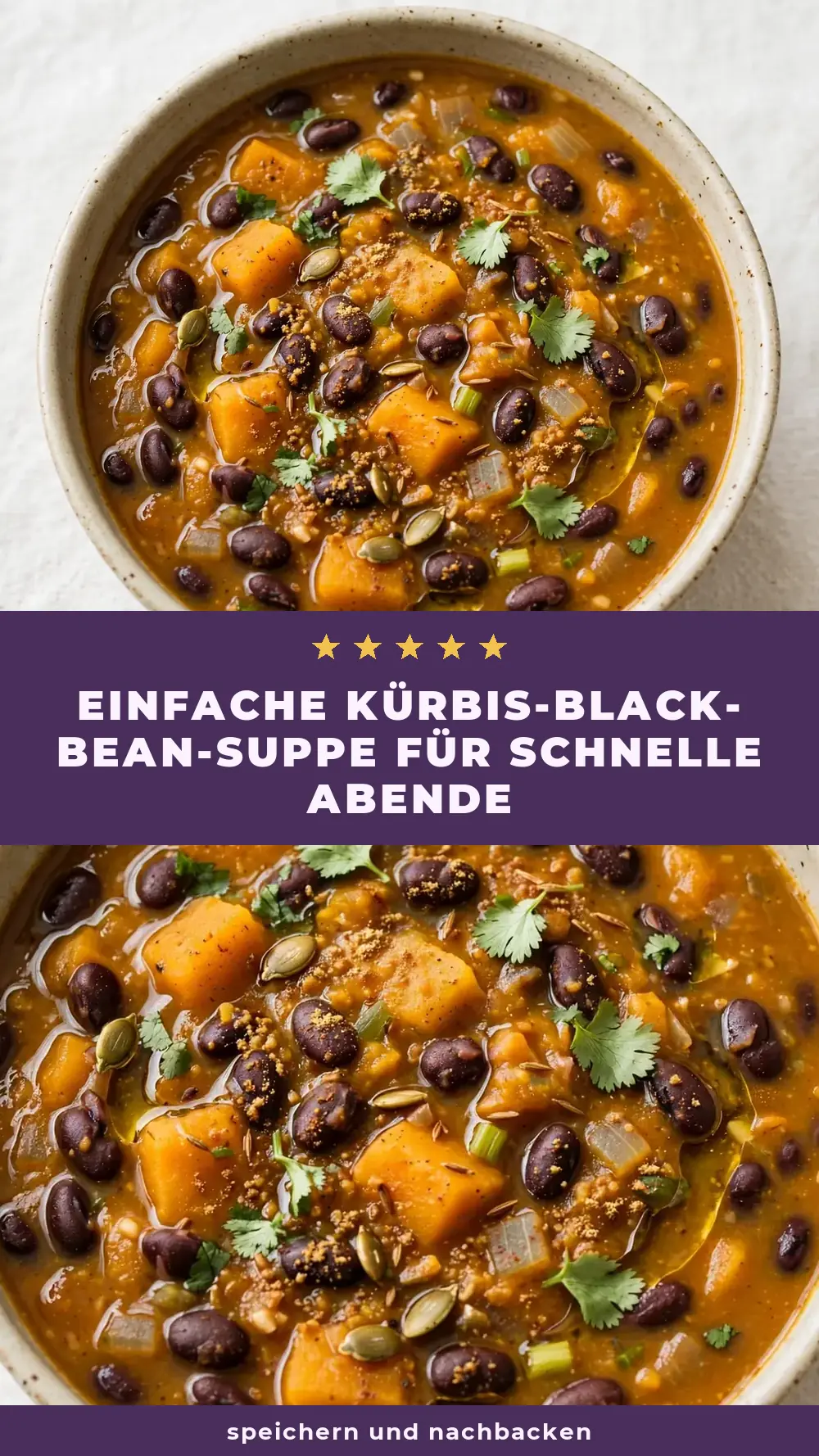 Save easy pumpkin black bean soup to Pinterest