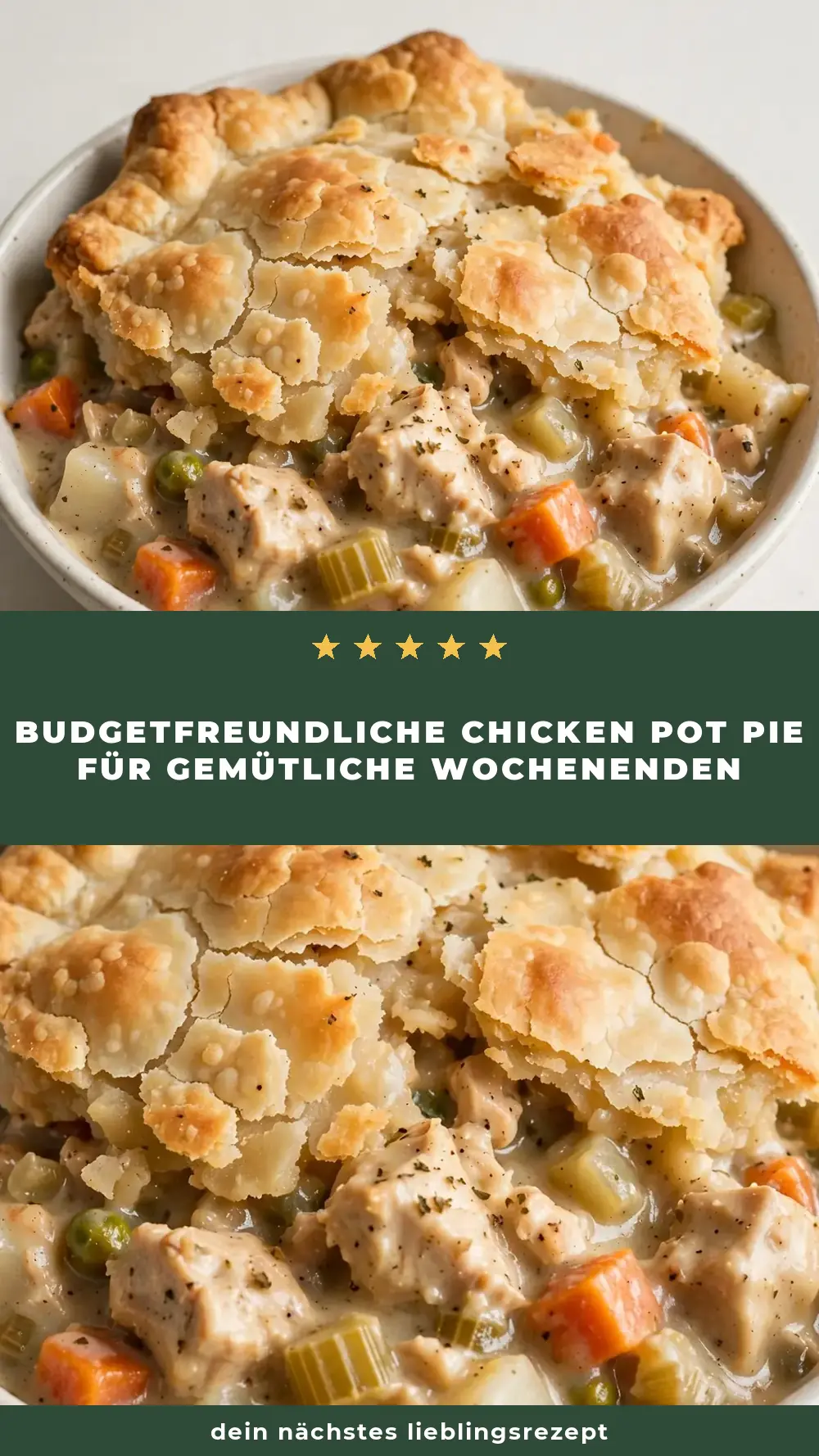 Save budget friendly chicken pot pie to Pinterest