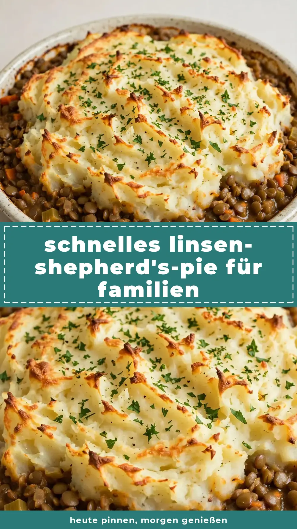 Save cozy shepherd's pie with lentils to Pinterest