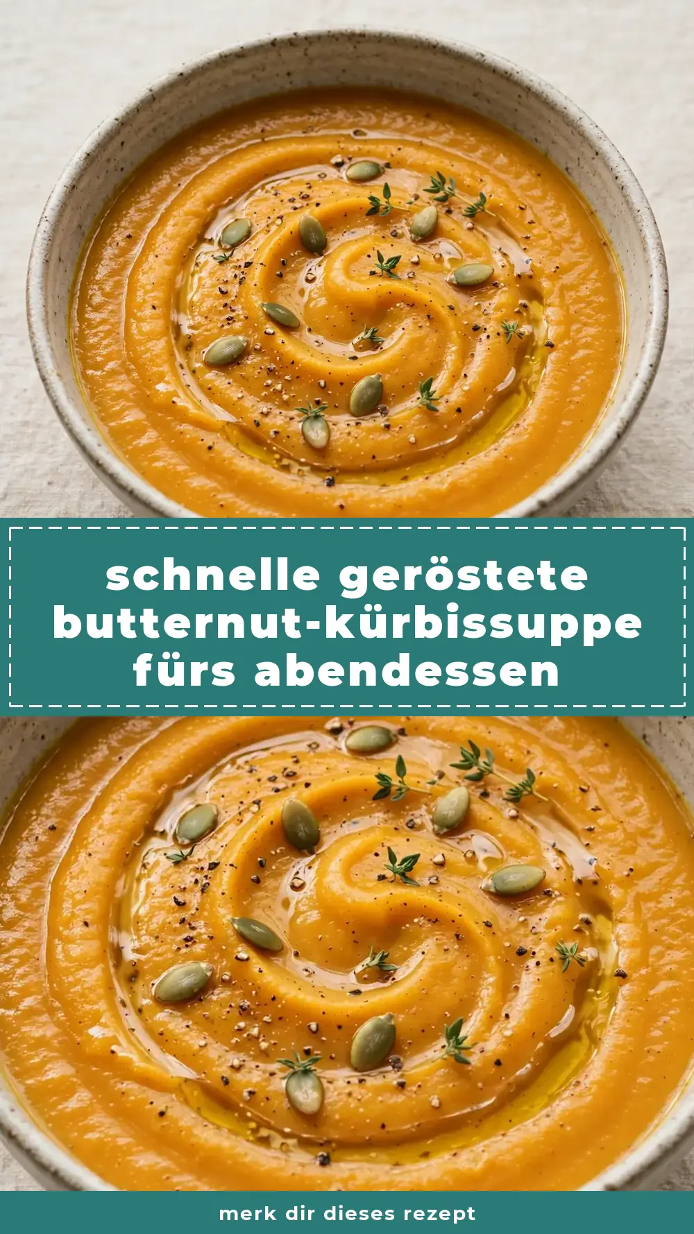 Save simple roasted butternut squash soup to Pinterest
