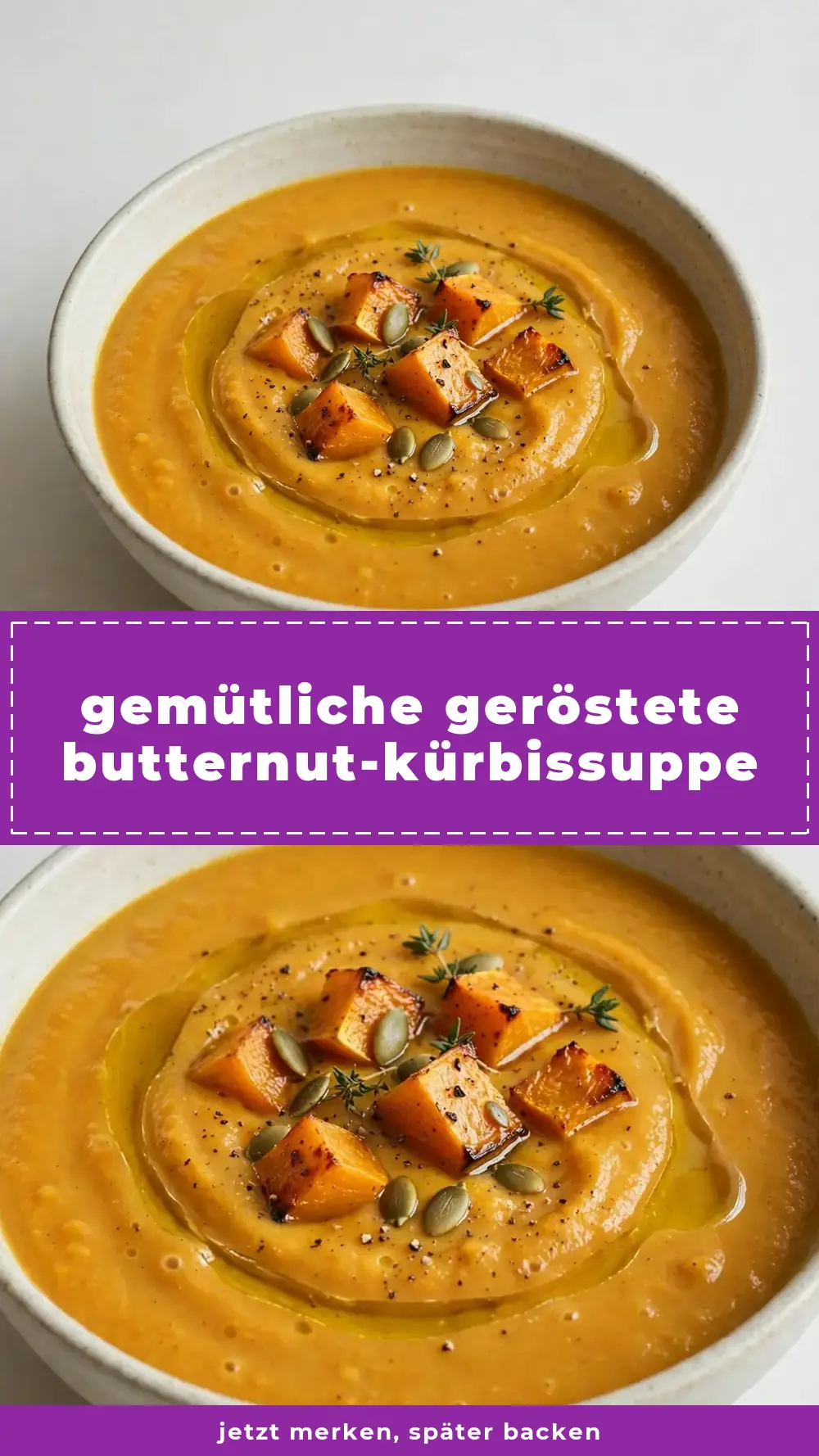 Save simple roasted butternut squash soup to Pinterest
