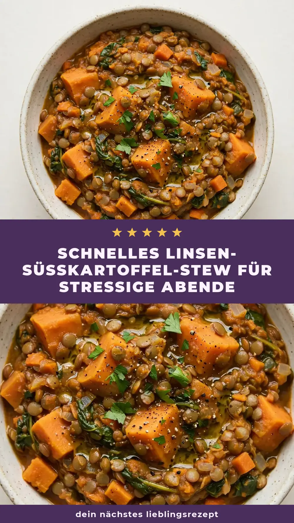 Save cozy lentil sweet potato stew to Pinterest
