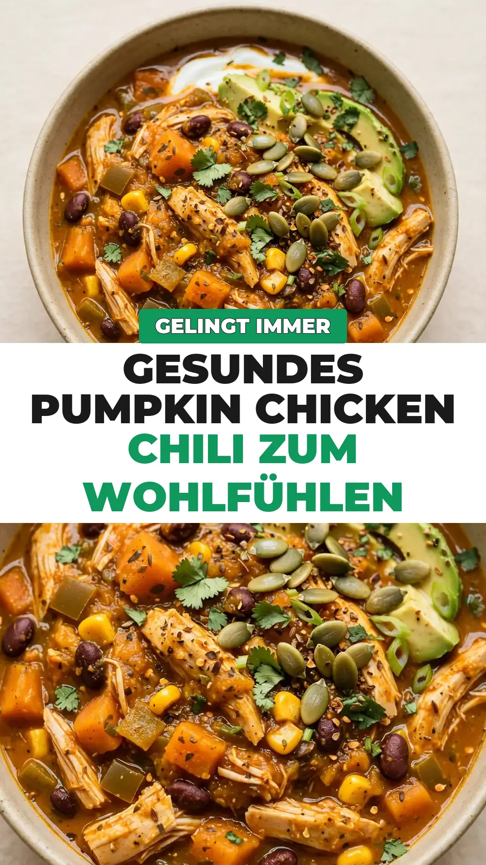 Save healthy pumpkin chicken chili to Pinterest