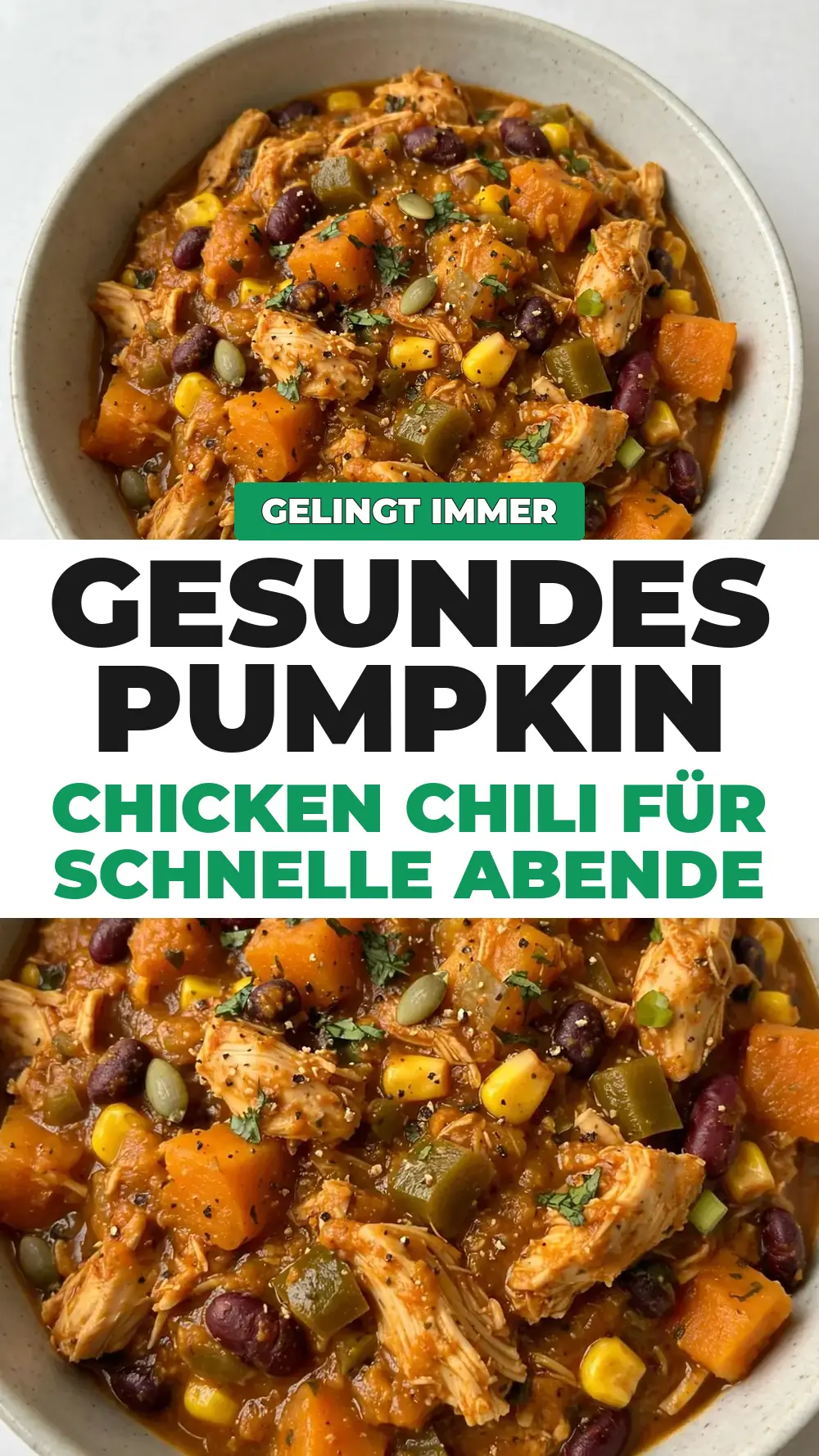 Save healthy pumpkin chicken chili to Pinterest