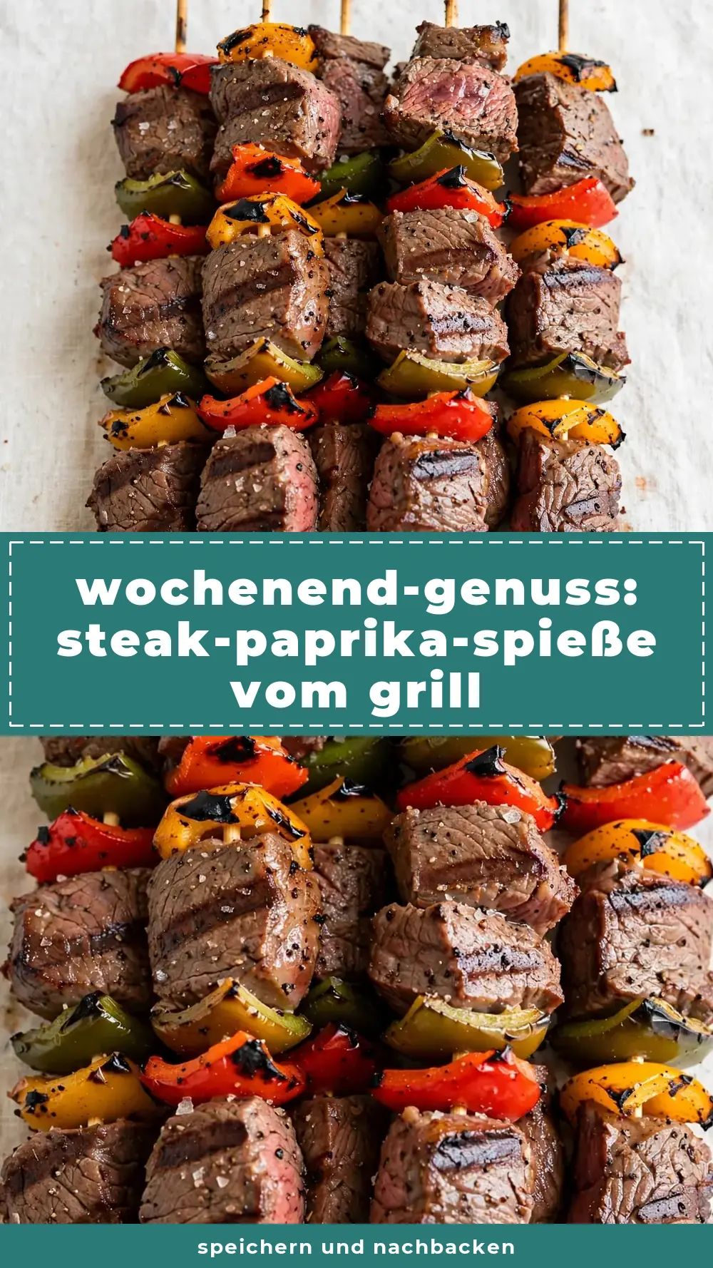 Save grilled steak and bell pepper skewers to Pinterest