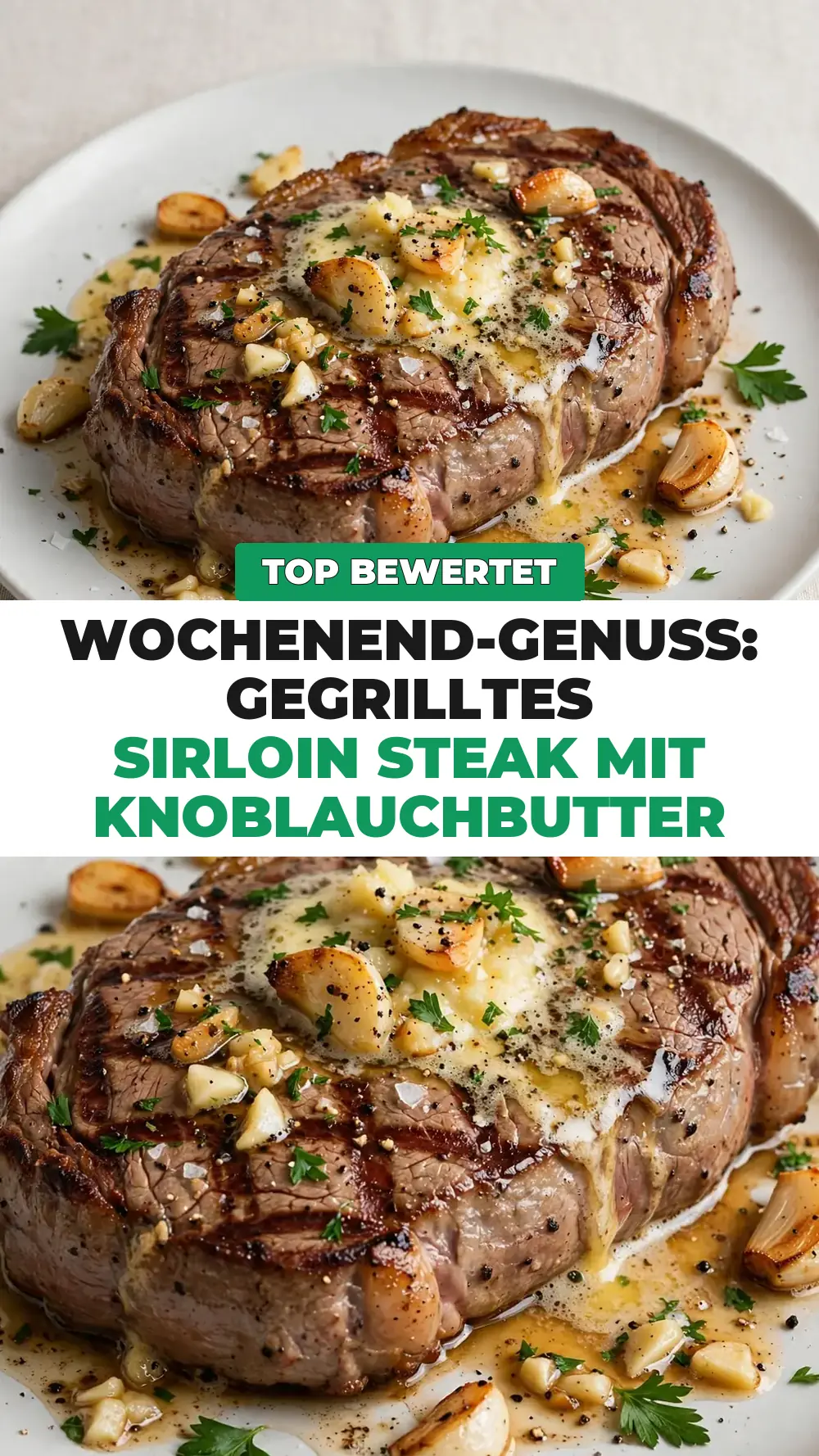 Save grilled sirloin steak with garlic butter to Pinterest