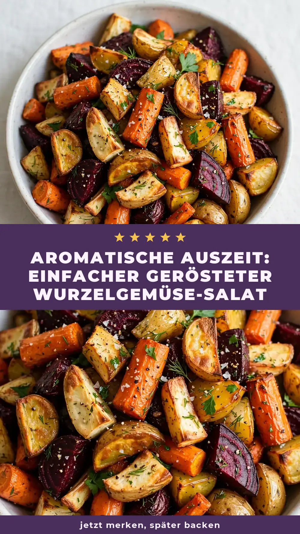 Save simple roasted root vegetable salad to Pinterest