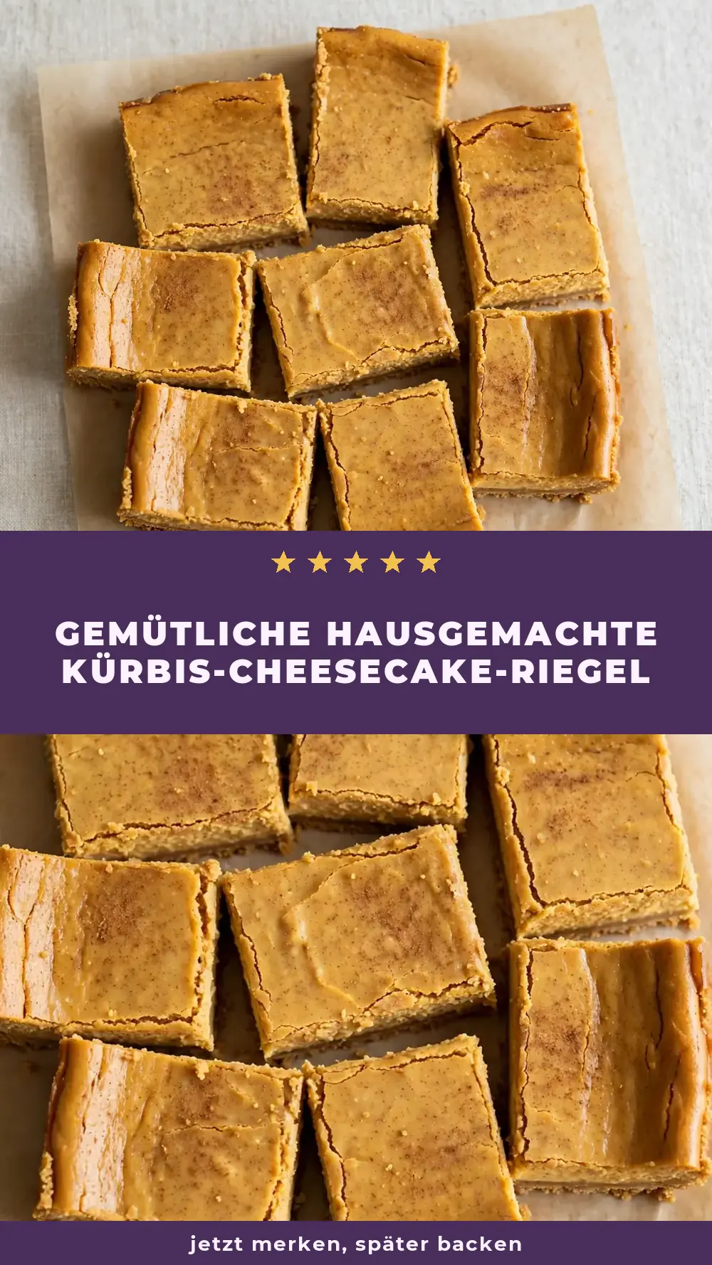 Save homemade pumpkin cheesecake bars to Pinterest