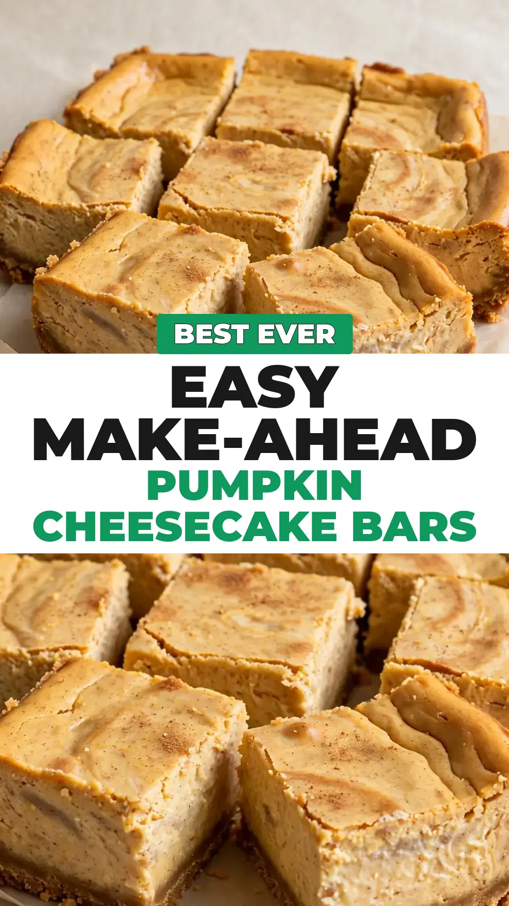 Save homemade pumpkin cheesecake bars to Pinterest