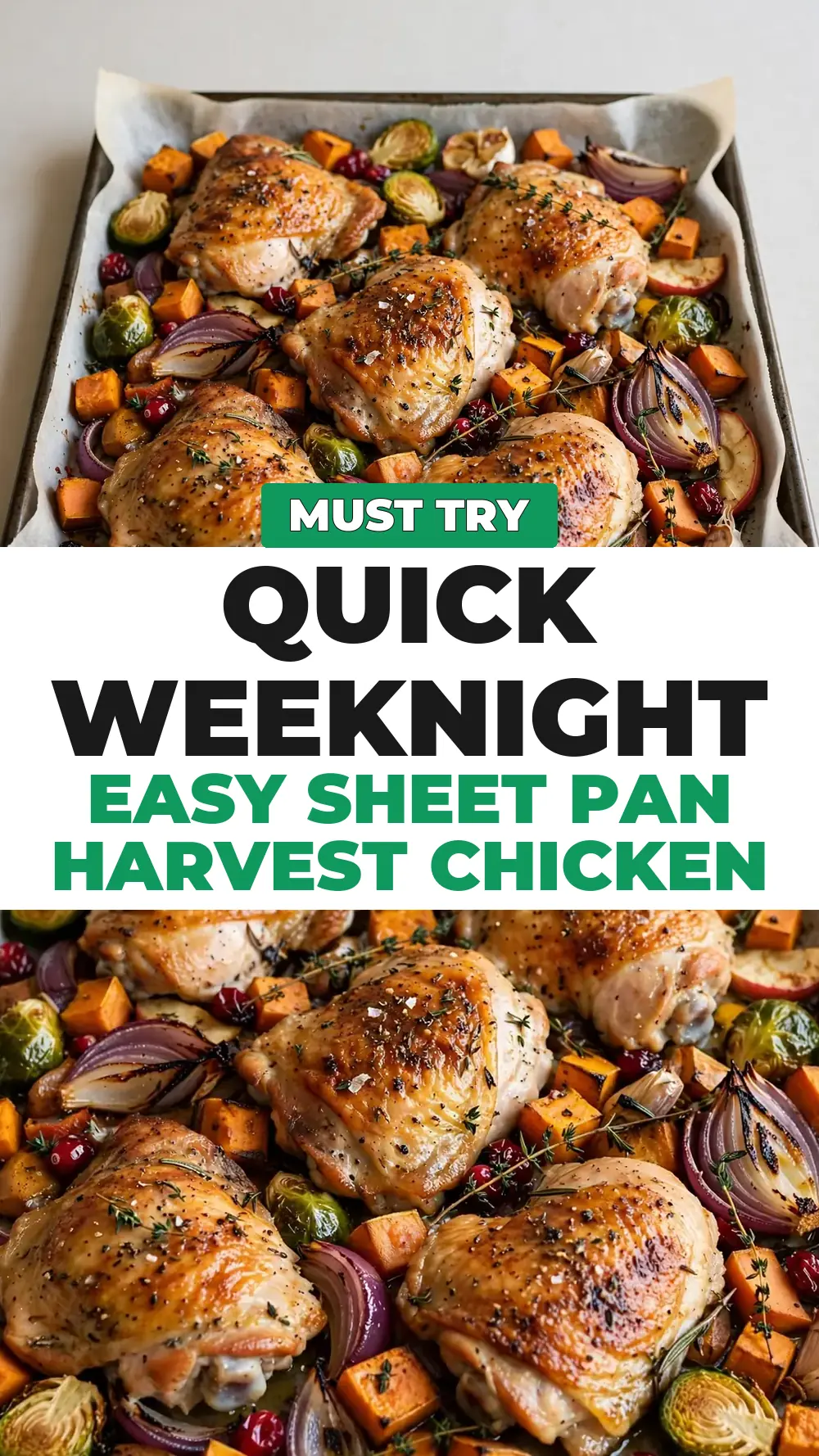 Save easy sheet pan harvest chicken to Pinterest