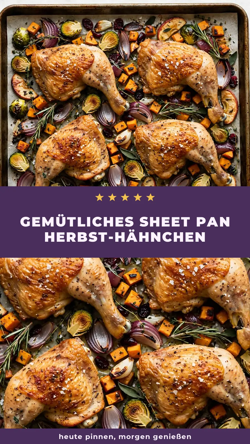 Save easy sheet pan harvest chicken to Pinterest