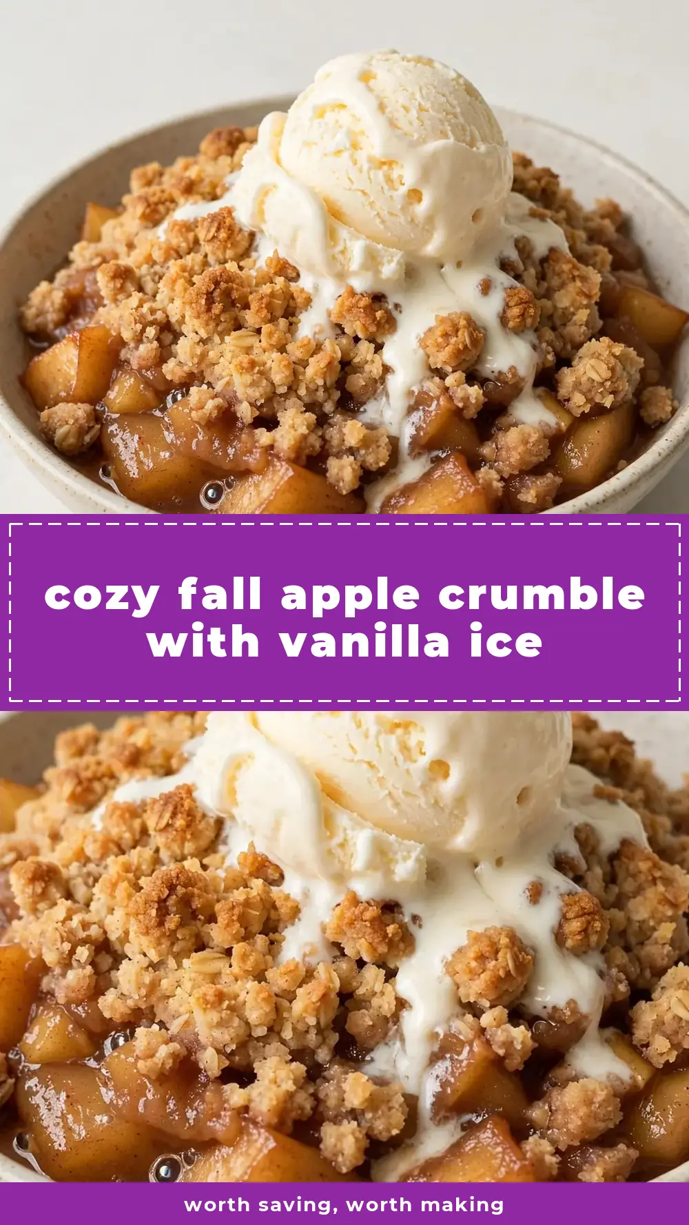 Save apple crumble with vanilla ice cream to Pinterest