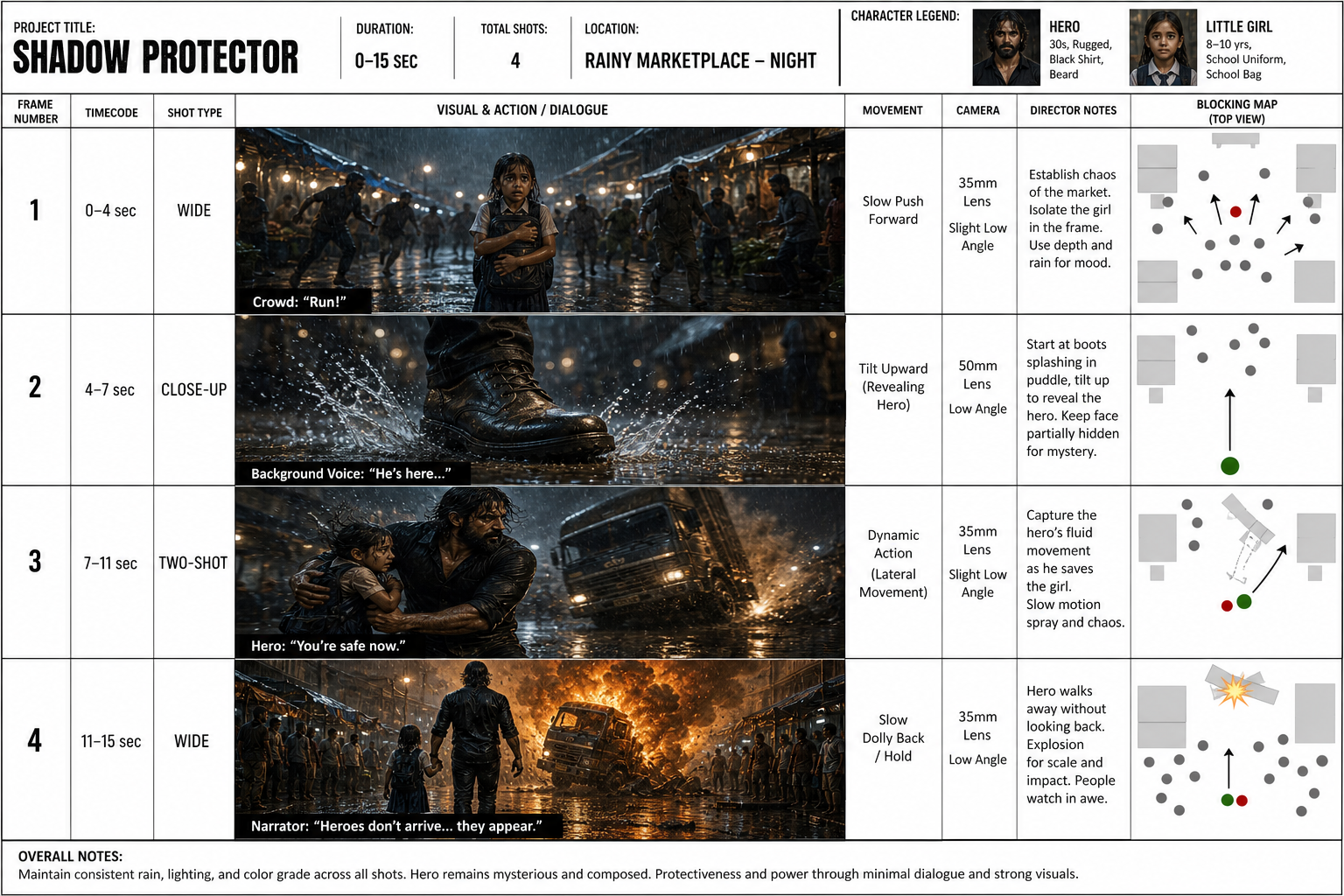 AI storyboard sheet