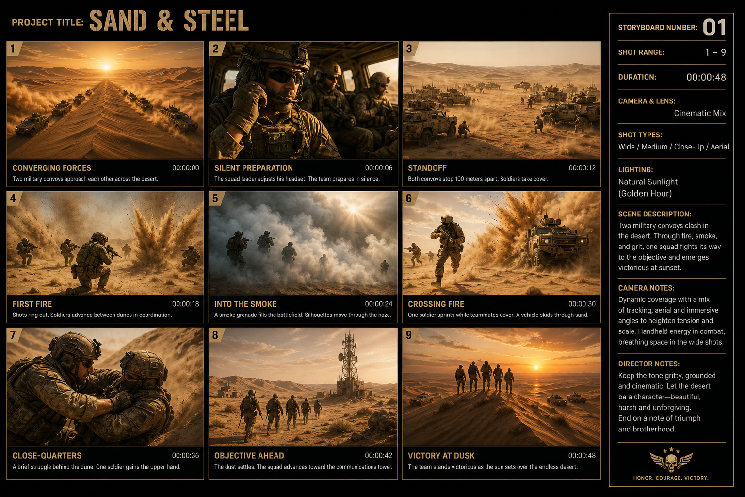 AI storyboard sheet