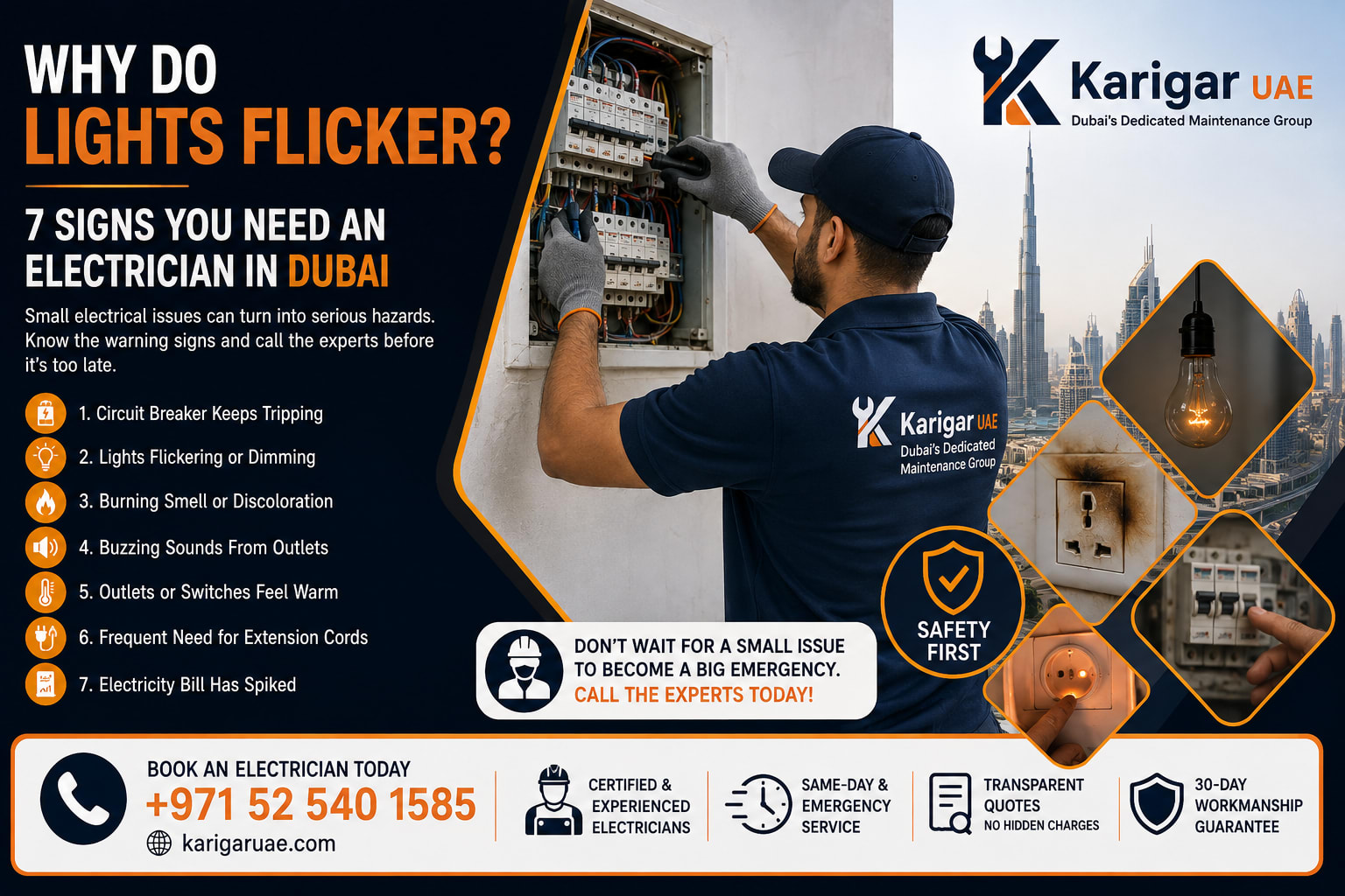 Why Do Lights Flicker? 7 Signs You Need an Electrician in Dubai Karigar UAE - Maintenance tips and guides