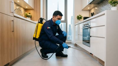 Professional pest control services in Dubai – Karigar UAE technician applying safe pest treatment