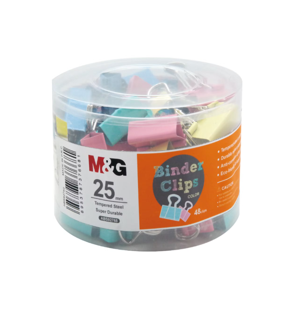 M&G 25mm Colorful Tempered-Steel Binder Clip - (48 Pcs)