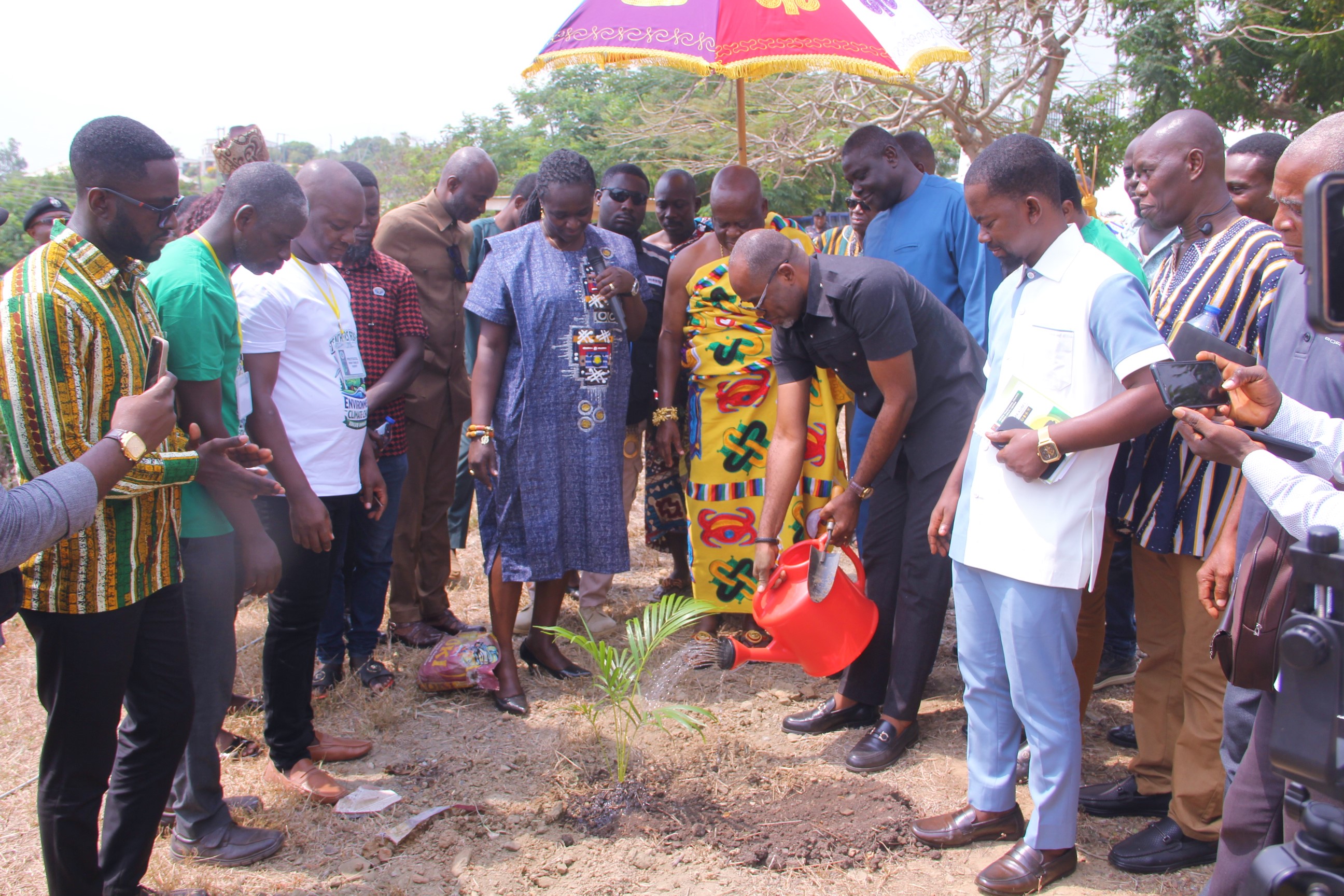 Students Taking delivery of Dustbins in creating clean and sanitary environment in schools