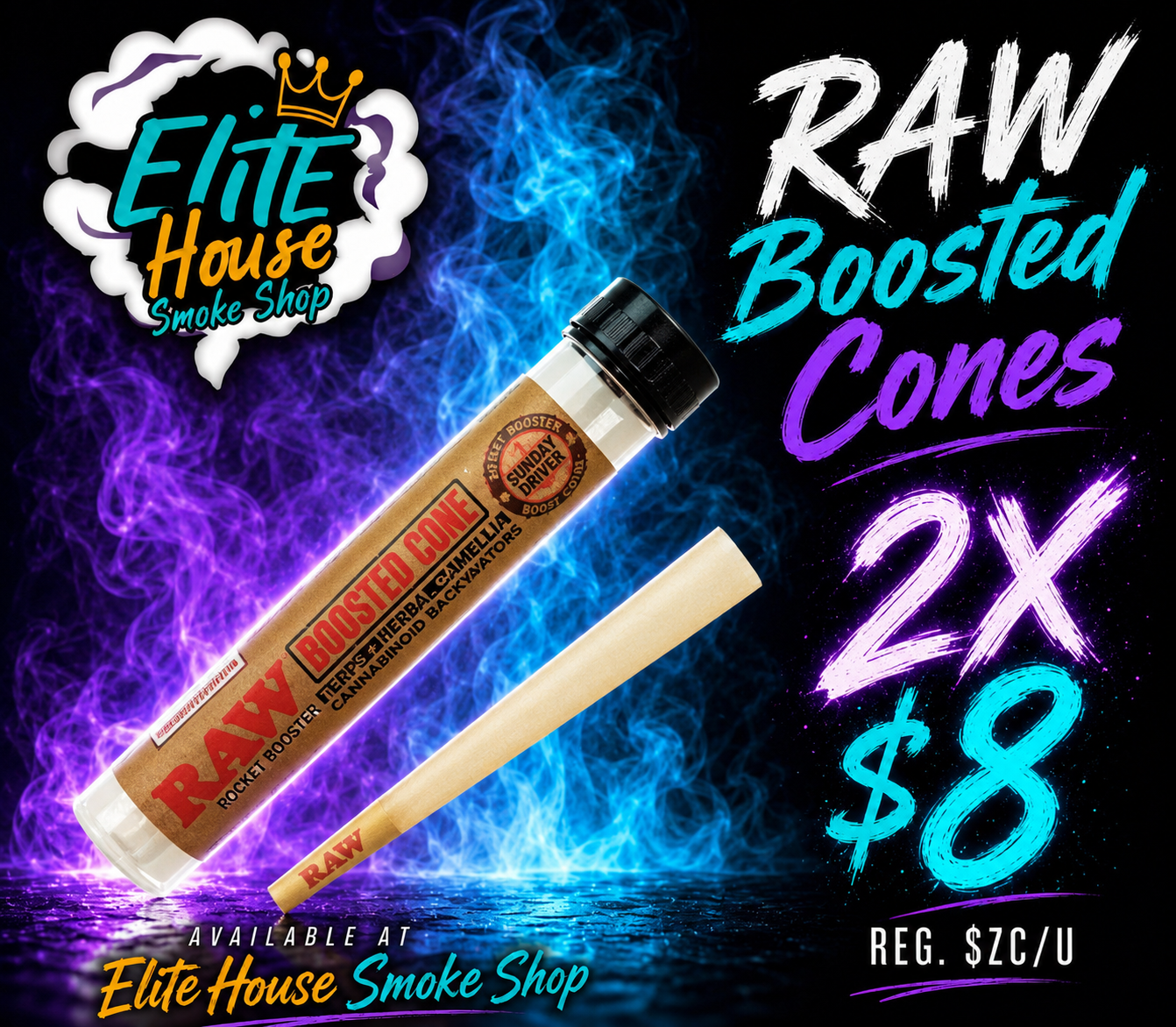 Especial RAW Boosted Cones en Elite House Smoke Shop