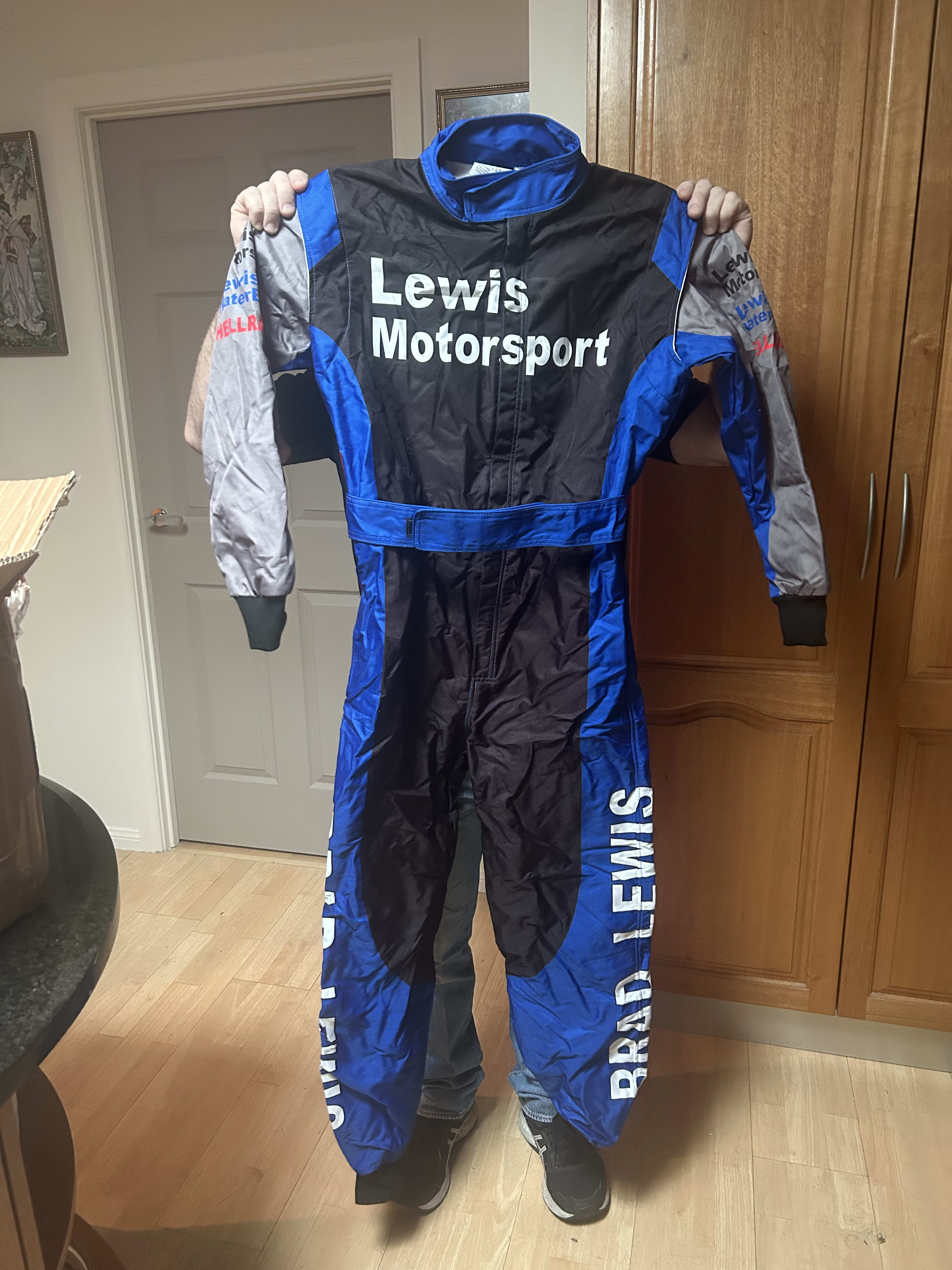 Black, blue & white racegear
