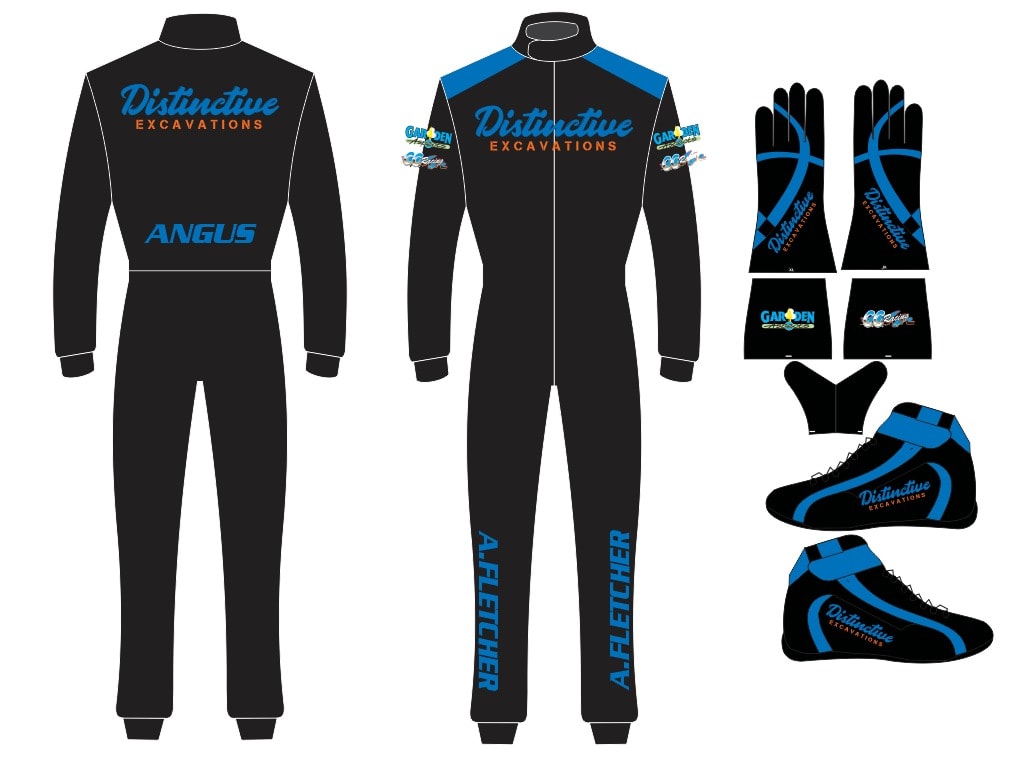 Black suit with logos