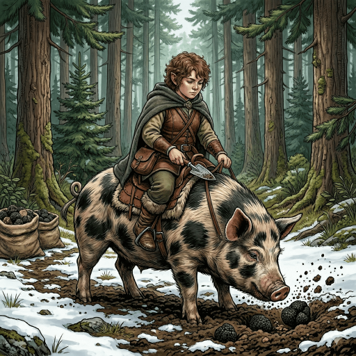 Hobbbit riding a porc