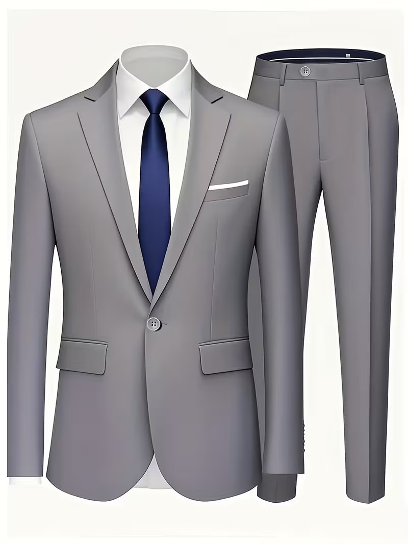 Conjunto Masculino de 2 Peças, Blazer + Calça, Casual Elegante.