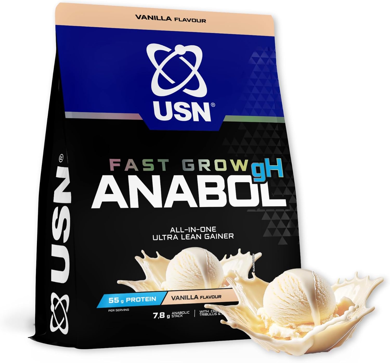 USN Fast Grow Anabol Strawberry All-in-one Protein Powder Shake (6 kg): Workout-Boosting, Anabolic Protein Powder for Muscle Gain