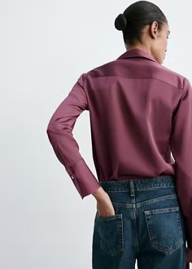 CAMISA ACETINADA REGULAR - Mango