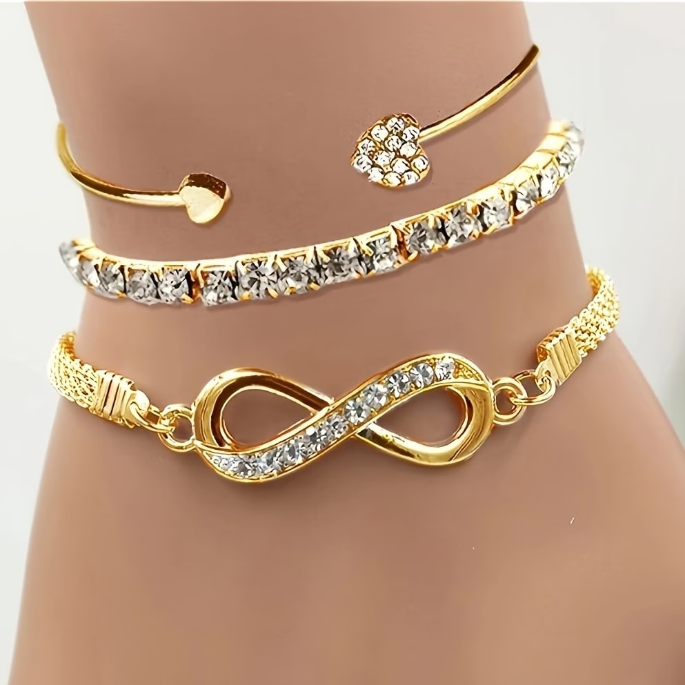 conjunto de pulseiras femininas, 3 peças estilo