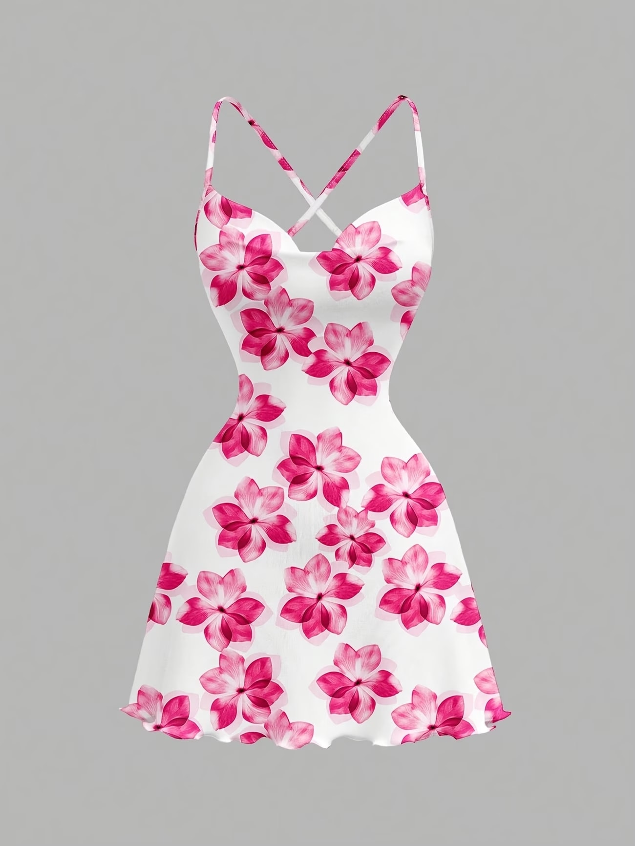 Vestido de Verão Feminino Casual de Praia com Decote aos Ombros e Estampado Floral, Sem Costas, Corte em A