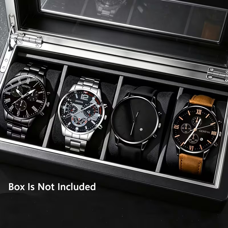 Conjunto de 4 Relógios de Quartzo Masculinos